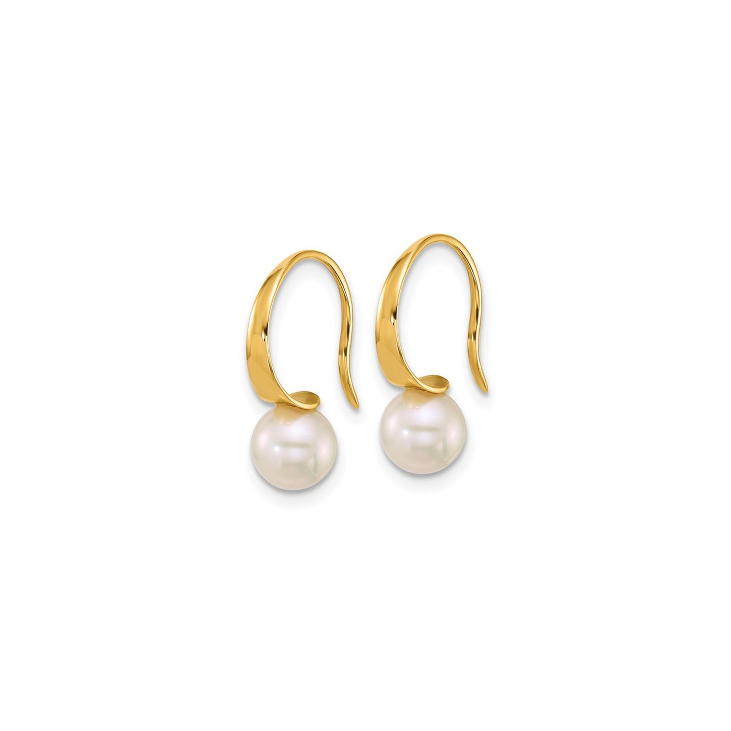 Boucles d'oreilles pendantes en or jaune 14 K, perle d'eau douce de culture