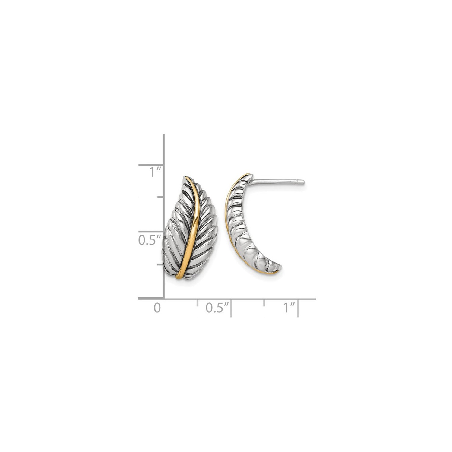 Sterling Silver Antiqued Feather Post Earrings
