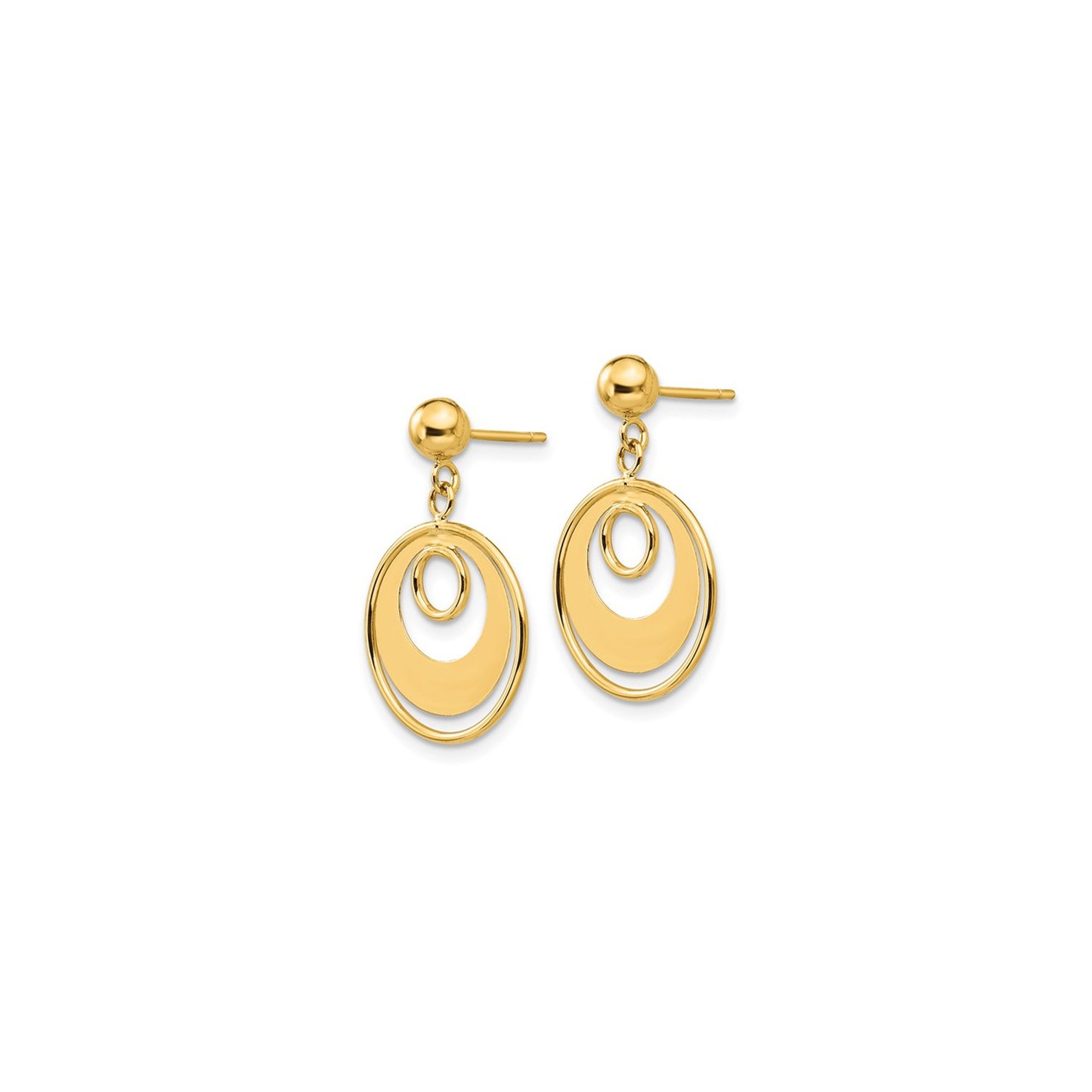 14K Yellow Gold Circle Dangle Earrings