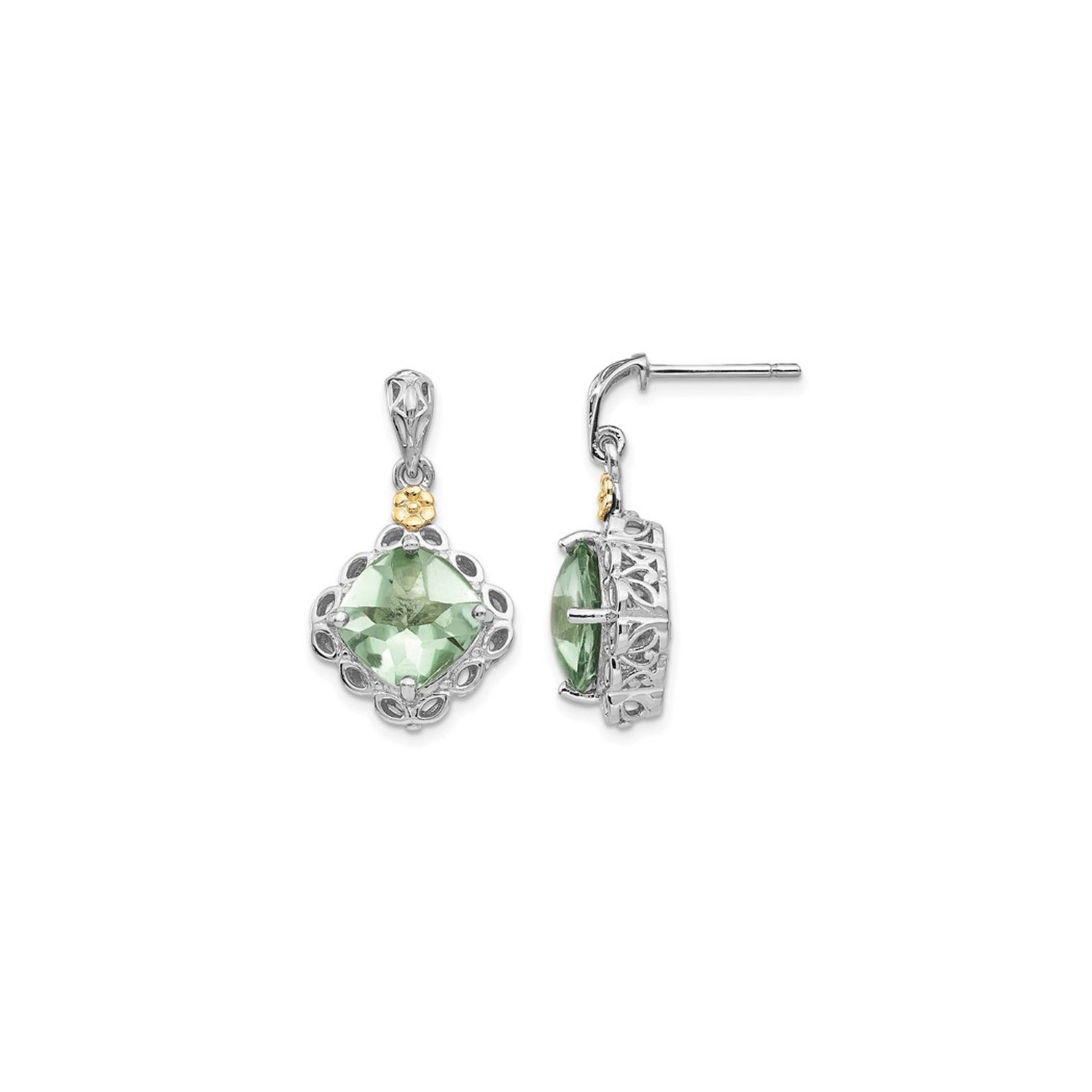 1.80 Carat Green Quartz Dangle Earrings in Sterling Silver