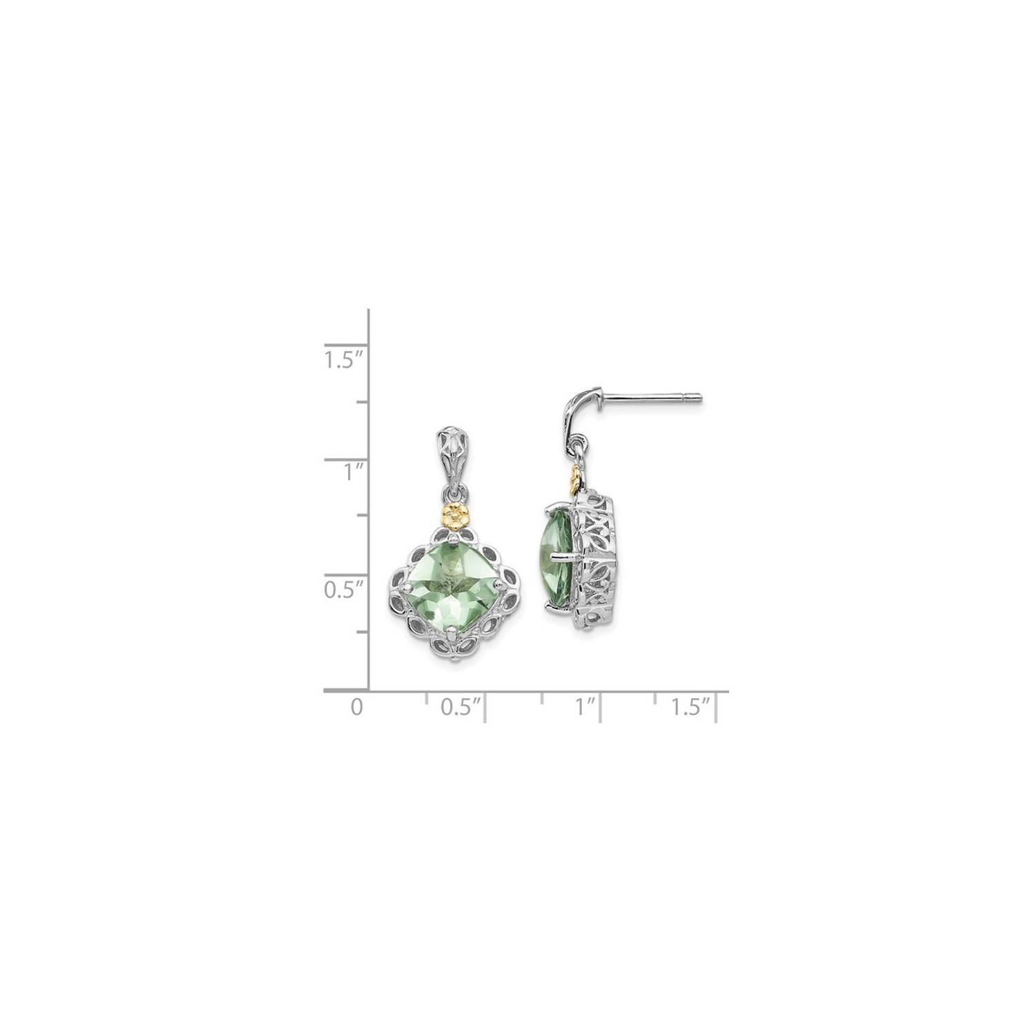 1.80 Carat Green Quartz Dangle Earrings in Sterling Silver