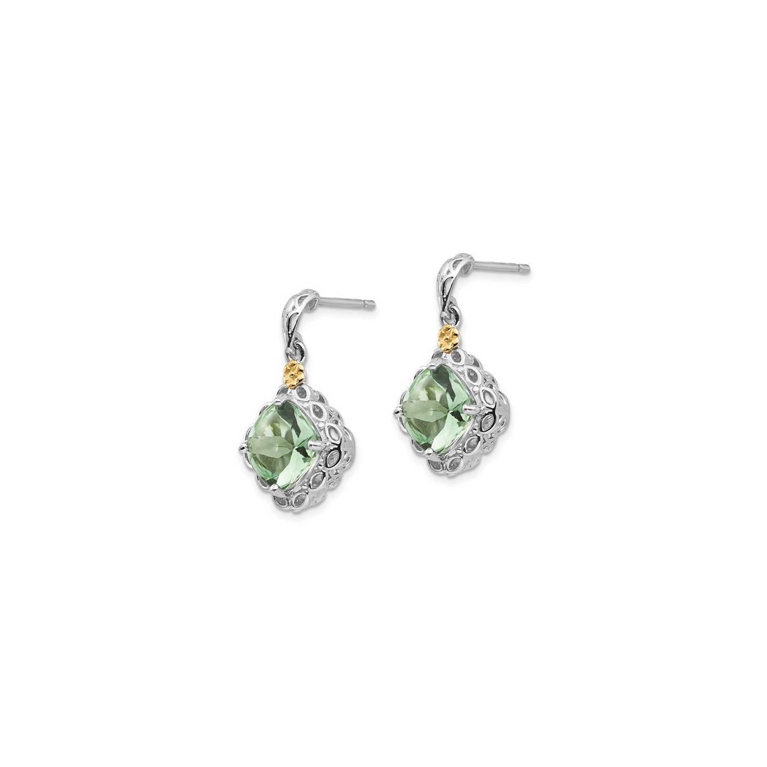 1.80 Carat Green Quartz Dangle Earrings in Sterling Silver