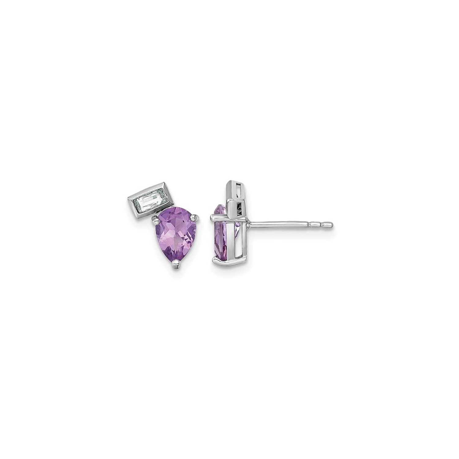 1.42 Carat Amethyst and White Topaz Sterling Silver Post Earrings
