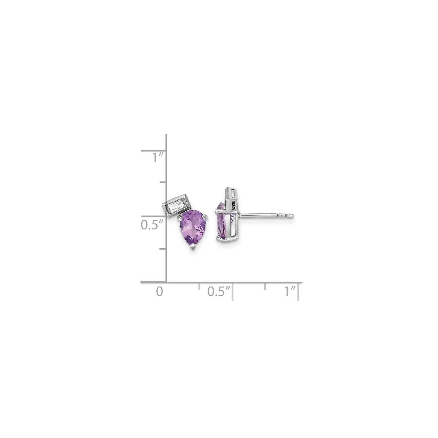 1.42 Carat Amethyst and White Topaz Sterling Silver Post Earrings