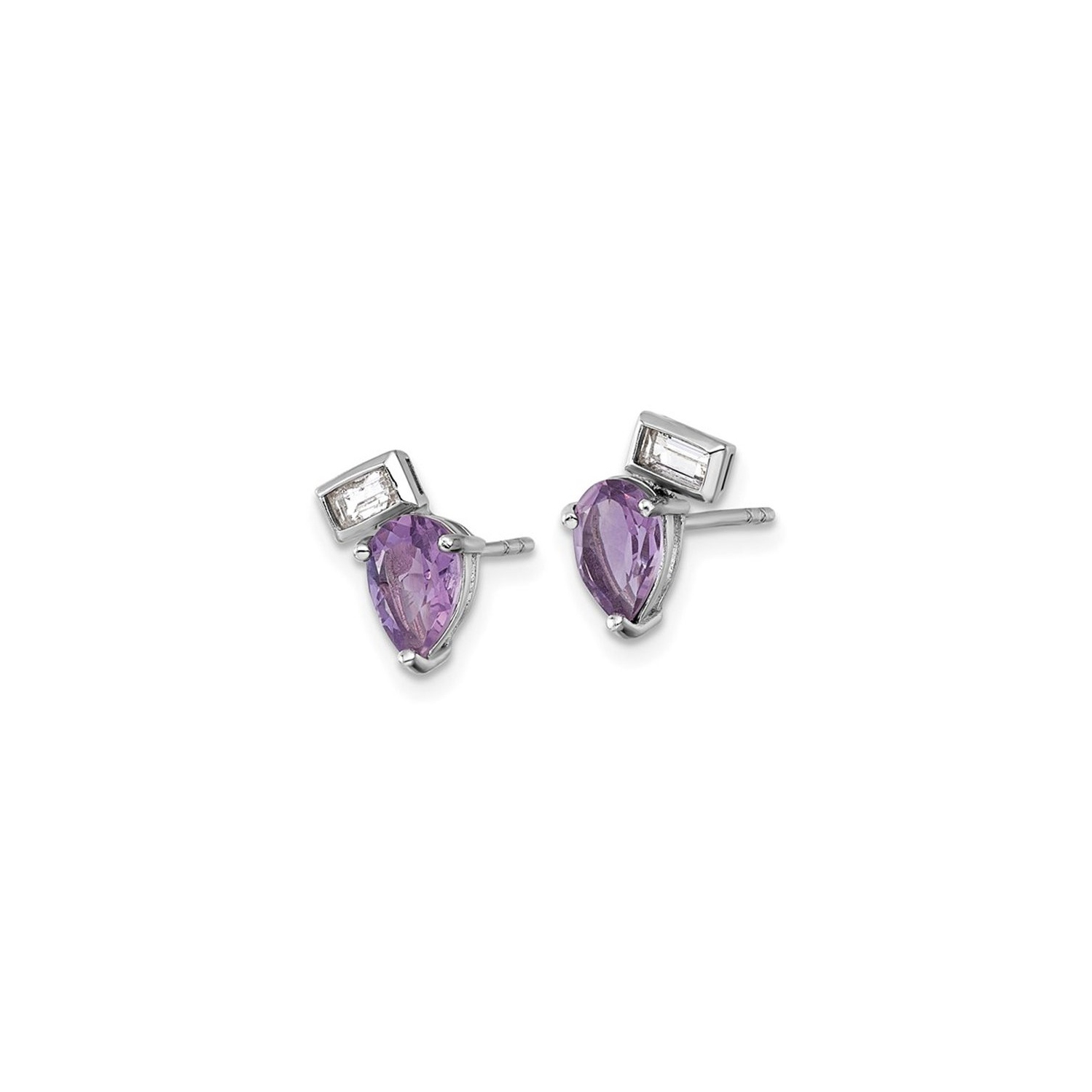 1.42 Carat Amethyst and White Topaz Sterling Silver Post Earrings