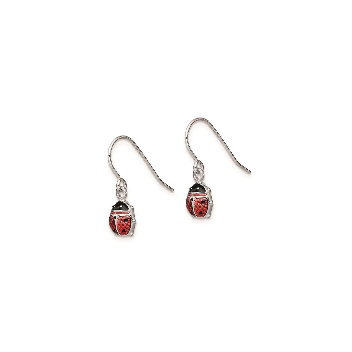 Boucles d'oreilles pendantes en argent sterling avec coccinelles émaillées