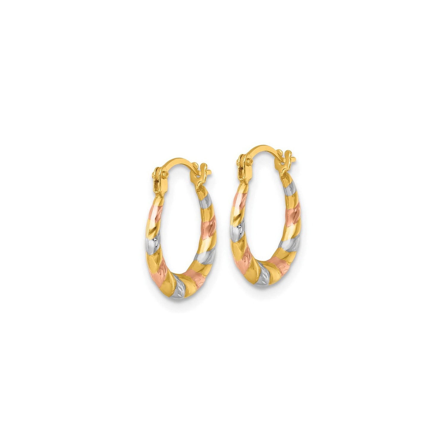 Anneaux d'oreilles en or jaune, rose et blanc 14 K