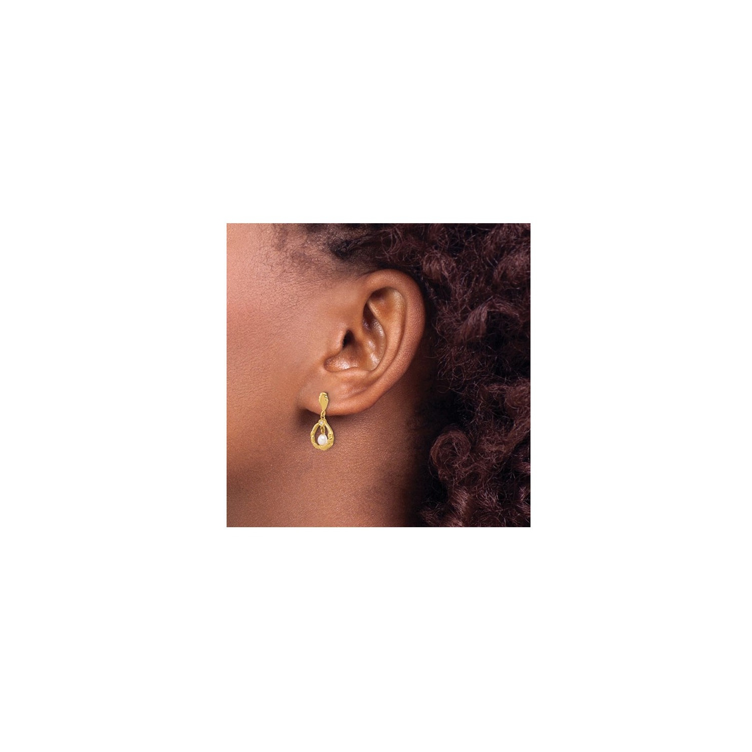 14K Yellow Gold Freshwater Cultured Pearl Dangle Earrings