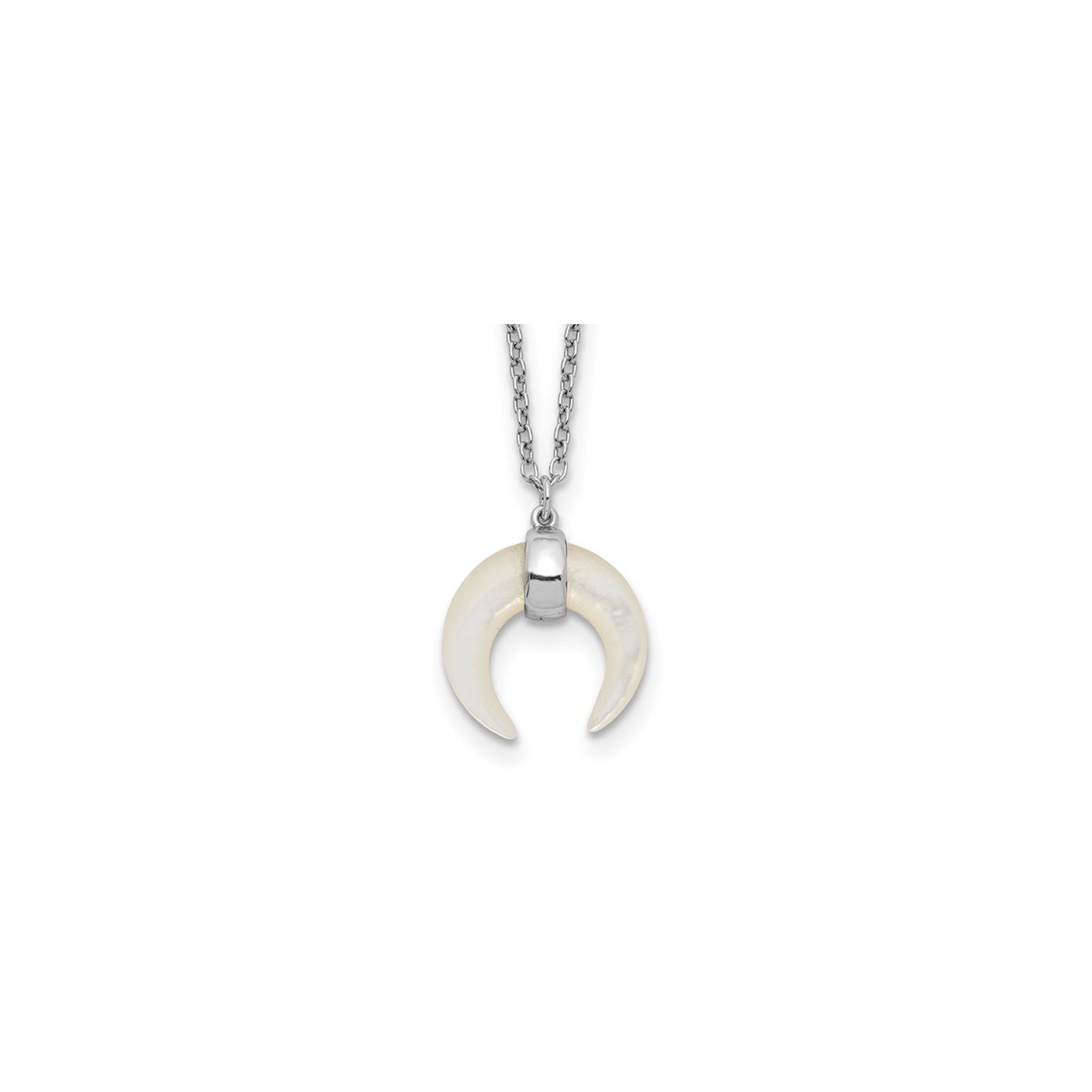 Sterling Silver Mother of Pearl Moon Pendant Necklace with Chain