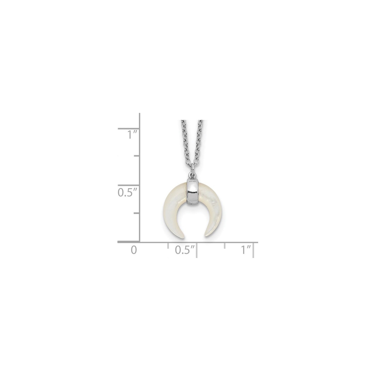 Sterling Silver Mother of Pearl Moon Pendant Necklace with Chain