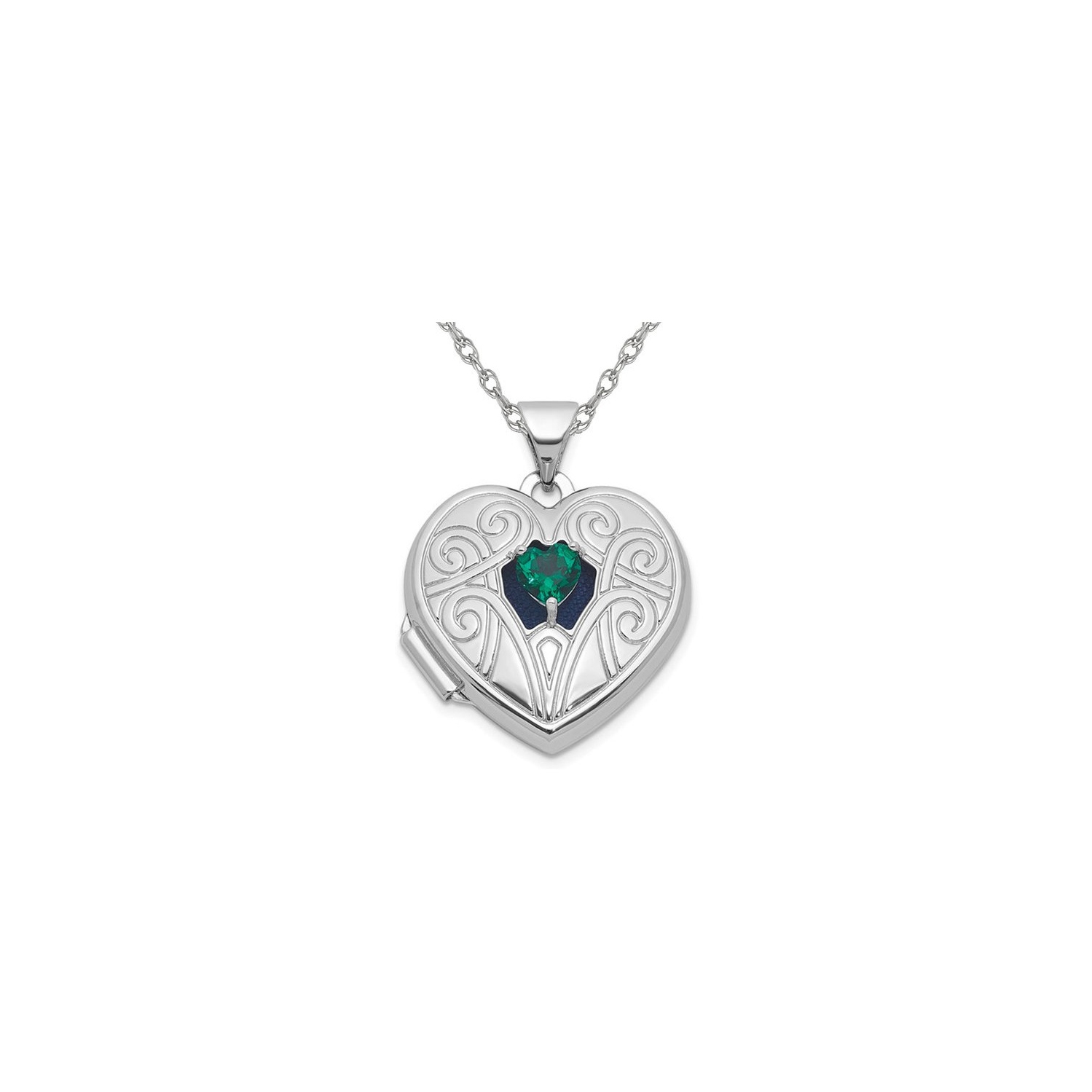 1/5 Carat Lab-Created Emerald Heart Pendant Necklace in Sterling Silver with Chain