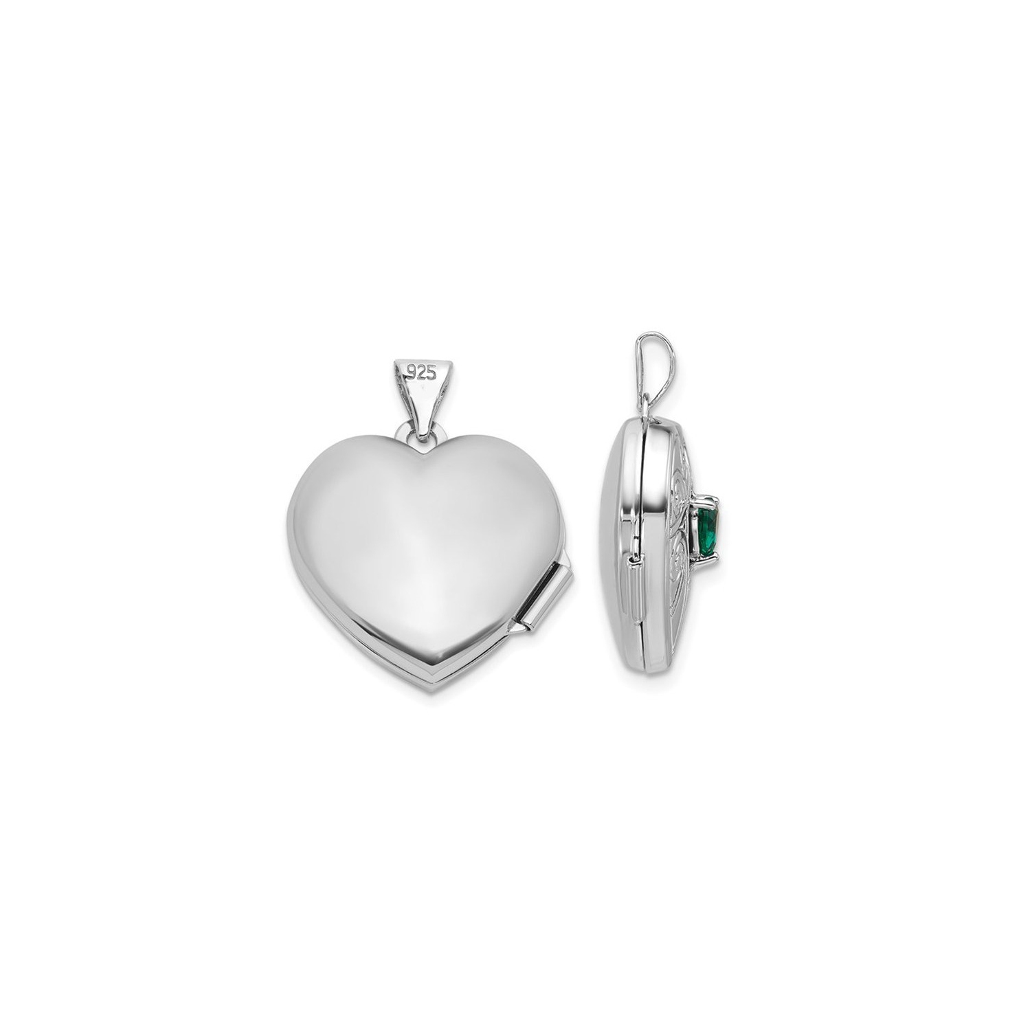 1/5 Carat Lab-Created Emerald Heart Pendant Necklace in Sterling Silver with Chain
