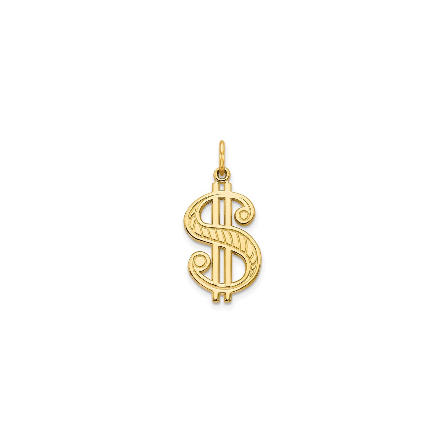 10K Yellow Gold Dollar Sign Charm Pendant