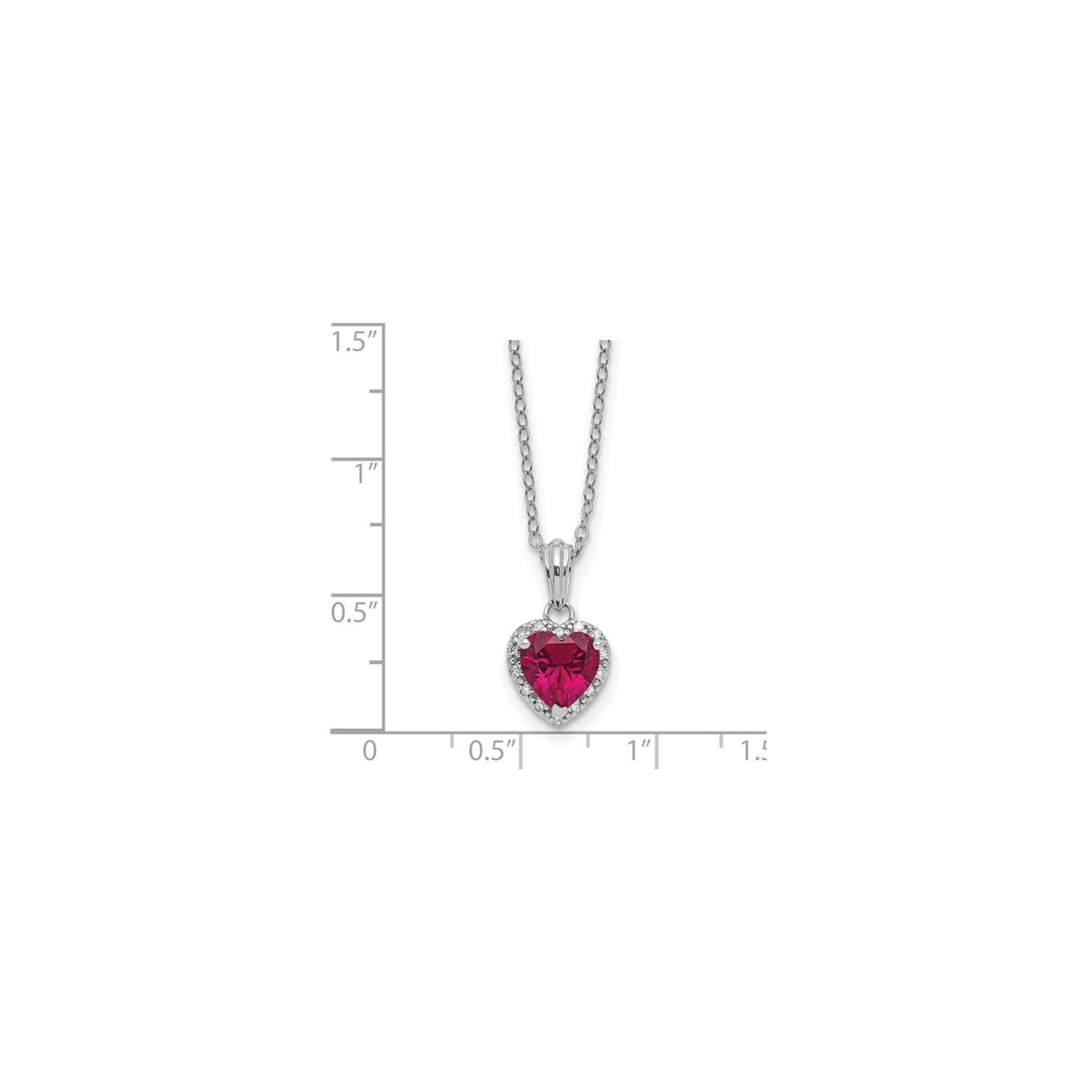 1.15 Carat Lab-Created Ruby Heart Pendant Necklace in Sterling Silver with Accent Diamonds and Chain