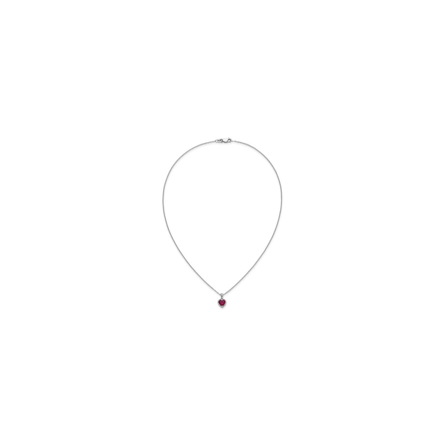 1.15 Carat Lab-Created Ruby Heart Pendant Necklace in Sterling Silver with Accent Diamonds and Chain