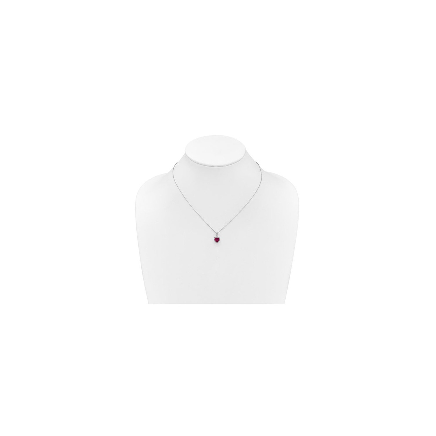 1.15 Carat Lab-Created Ruby Heart Pendant Necklace in Sterling Silver with Accent Diamonds and Chain