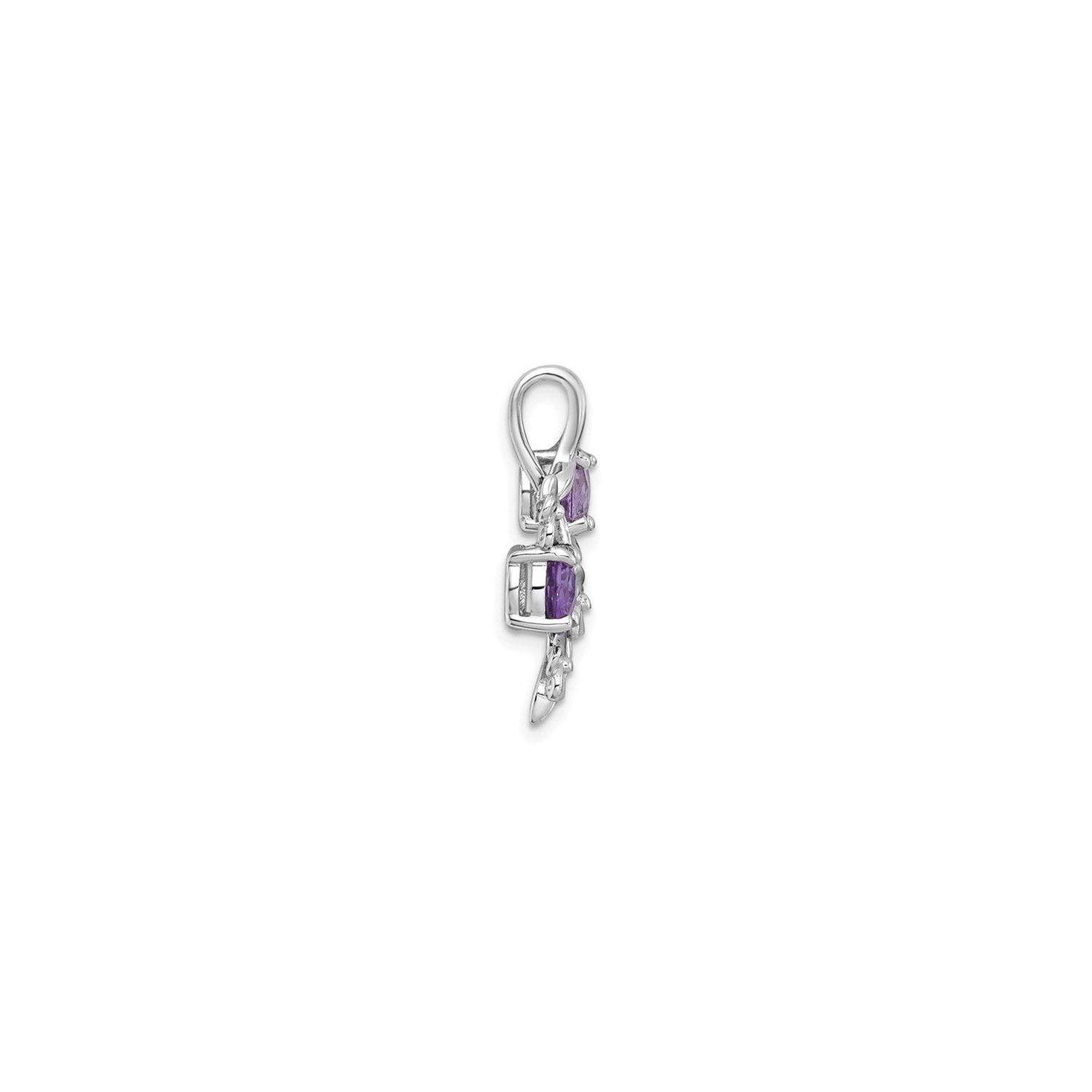 1.40 Carat Amethyst and Rose De France Floral Pendant Necklace in Sterling Silver