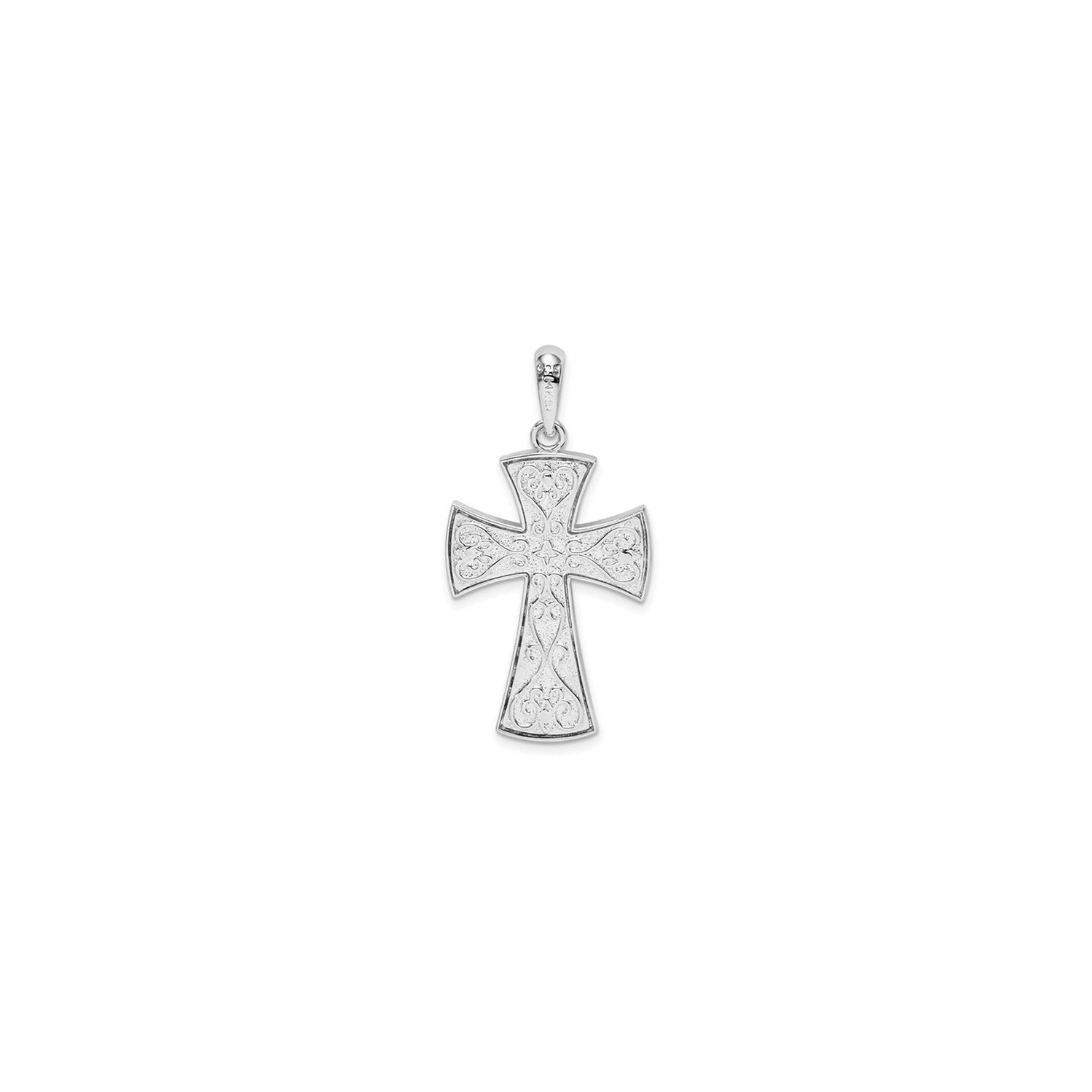 Sterling Silver Diamond-Cut Cross Pendant Necklace with Chain