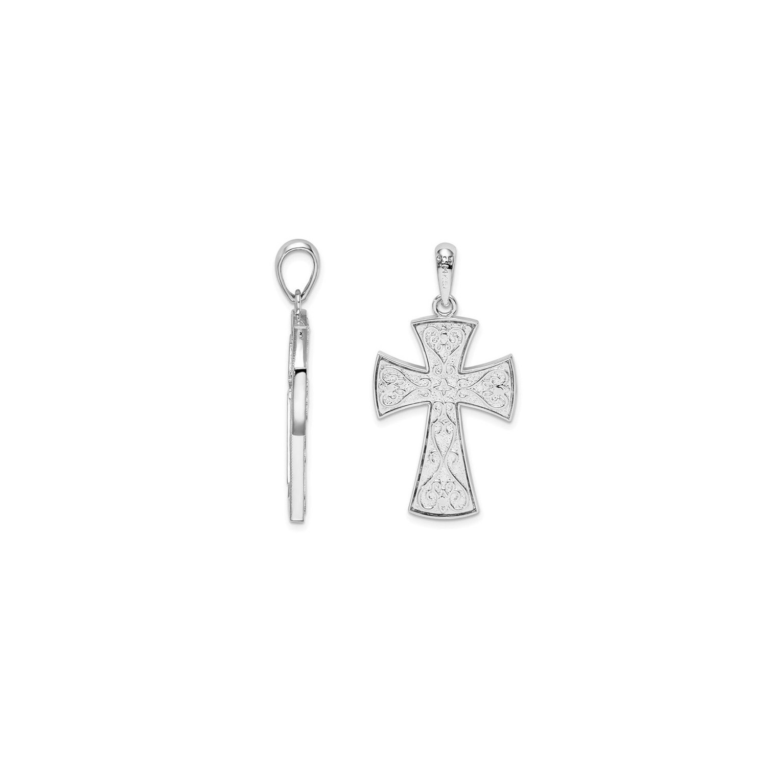 Sterling Silver Diamond-Cut Cross Pendant Necklace with Chain