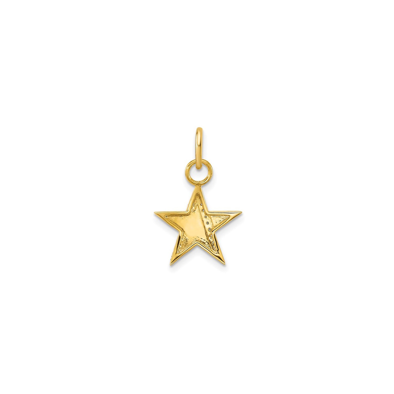 14K Yellow Gold Star Charm Pendant with Accent Diamonds