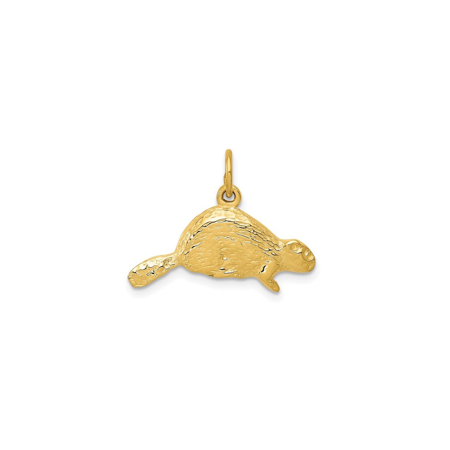 14K Yellow Gold Beaver Charm Pendant