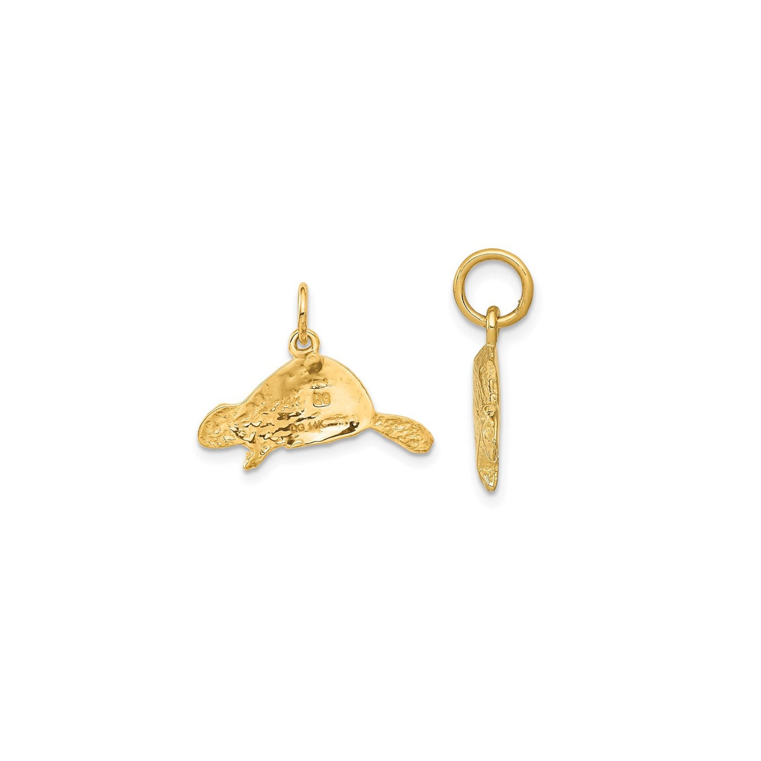 14K Yellow Gold Beaver Charm Pendant