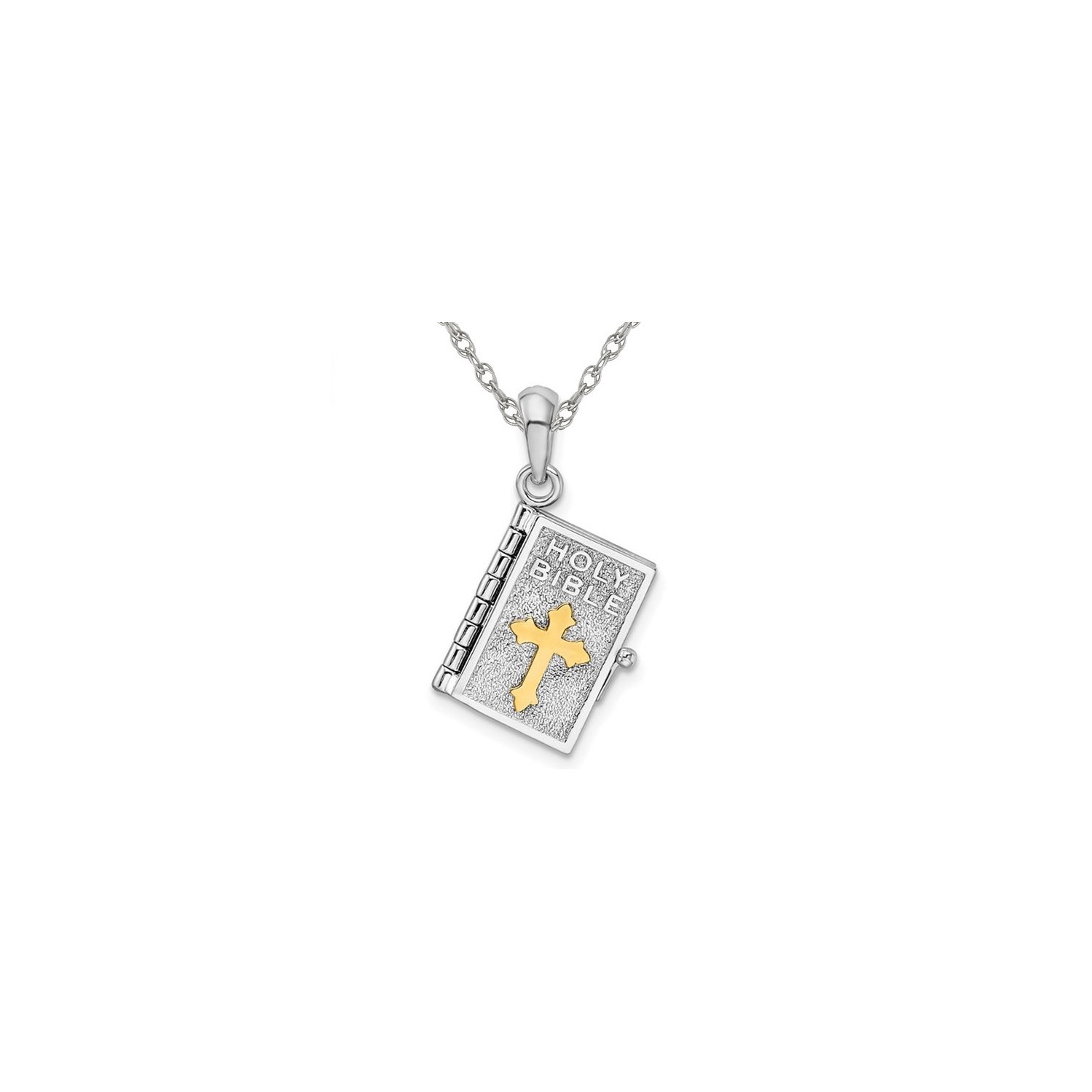 Sterling Silver Lords Prayer Bible Charm Pendant Necklace with Chain