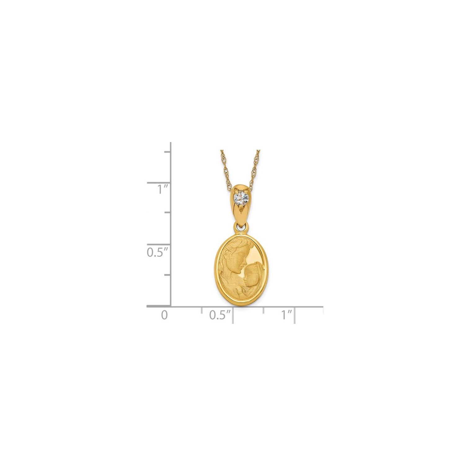 Collier à pendentif mère et enfant en or jaune 14 K avec chaîne
