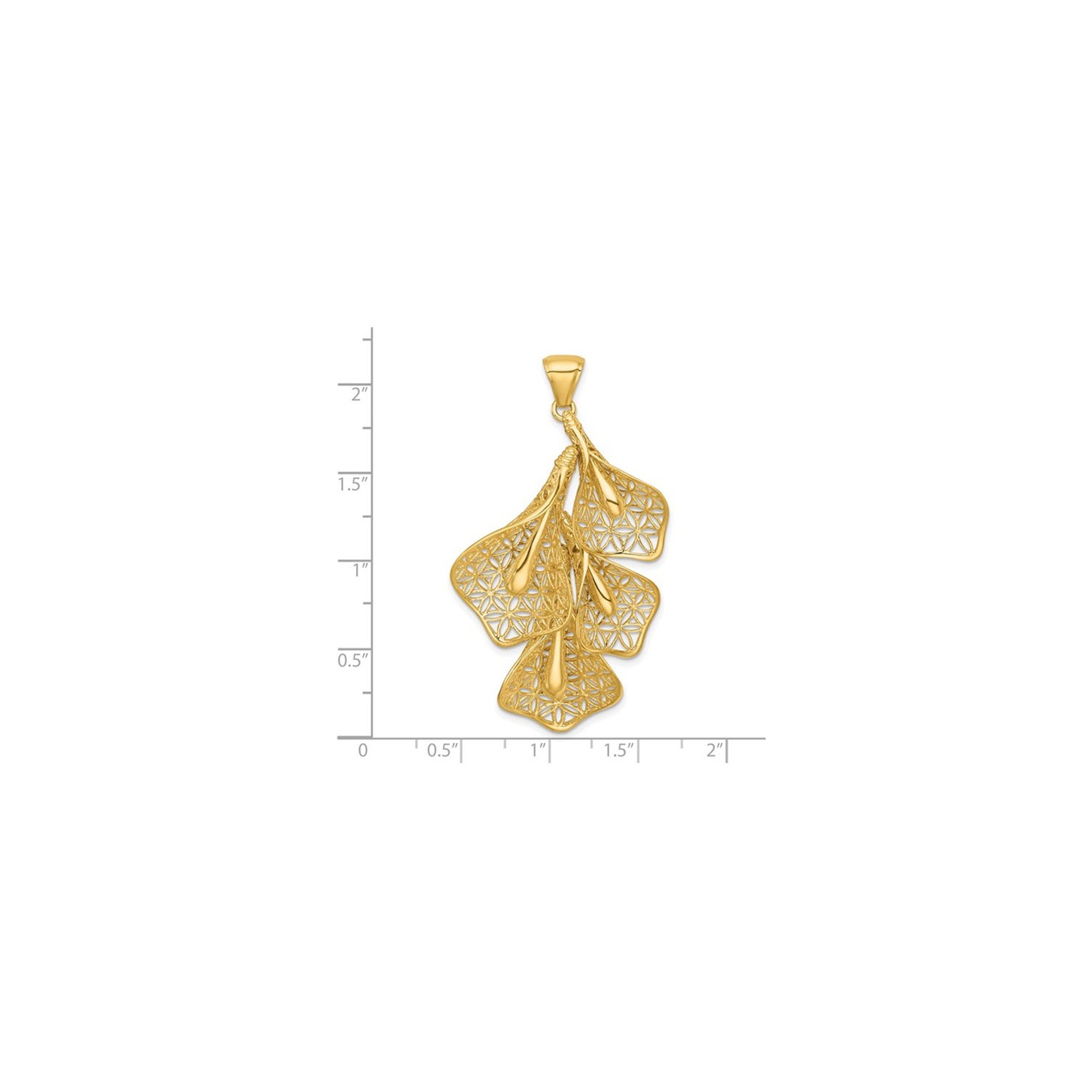 14K Yellow Gold Filigree Calla Lily Flower Pendant