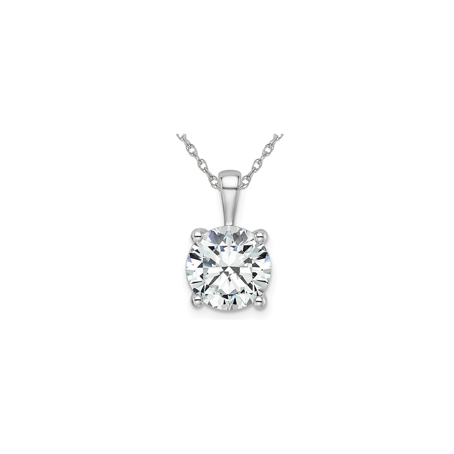 3.00 Carat Lab-Grown Diamond Solitaire Pendant Necklace in 14K White Gold with Chain