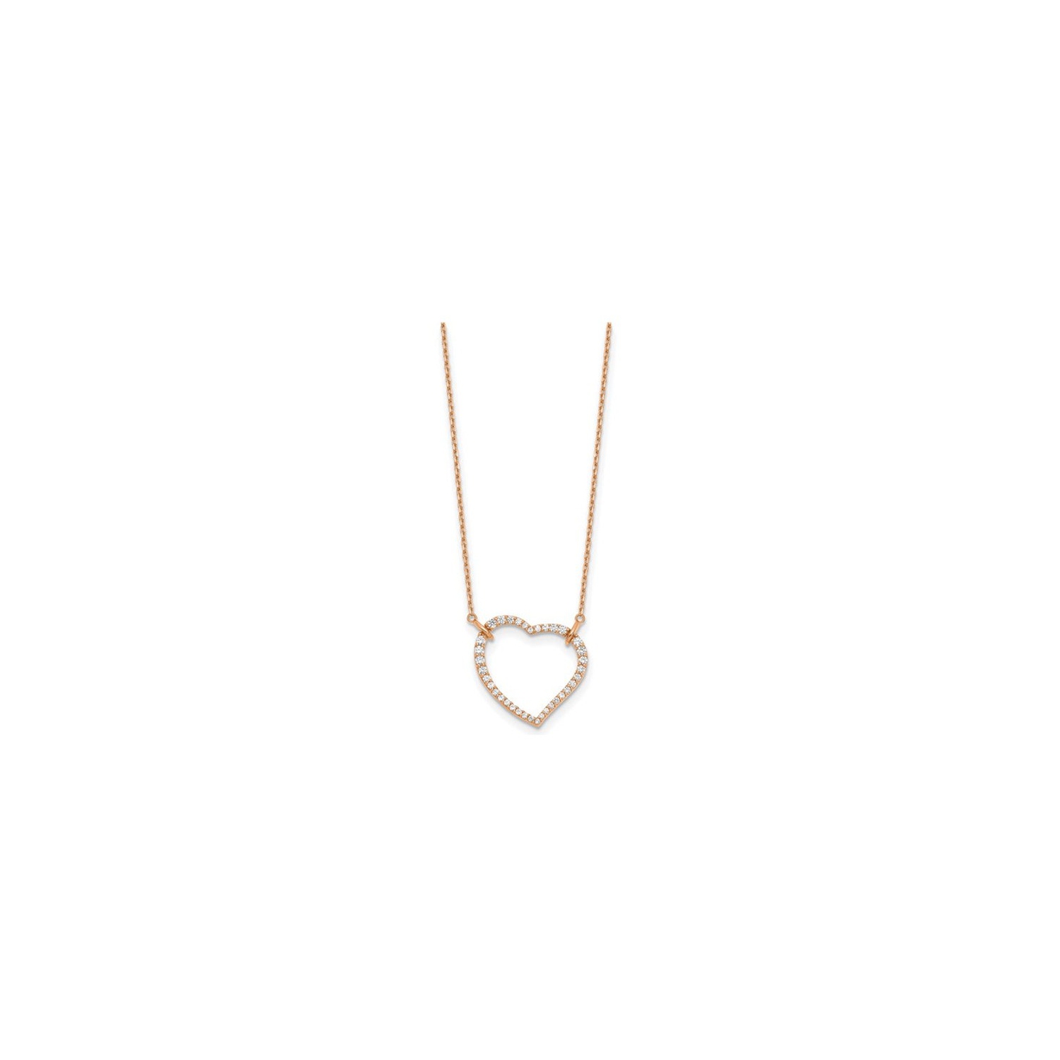 2/3 Carat Lab-Grown Diamond Open Heart Pendant Necklace 14K Rose Gold with Chain