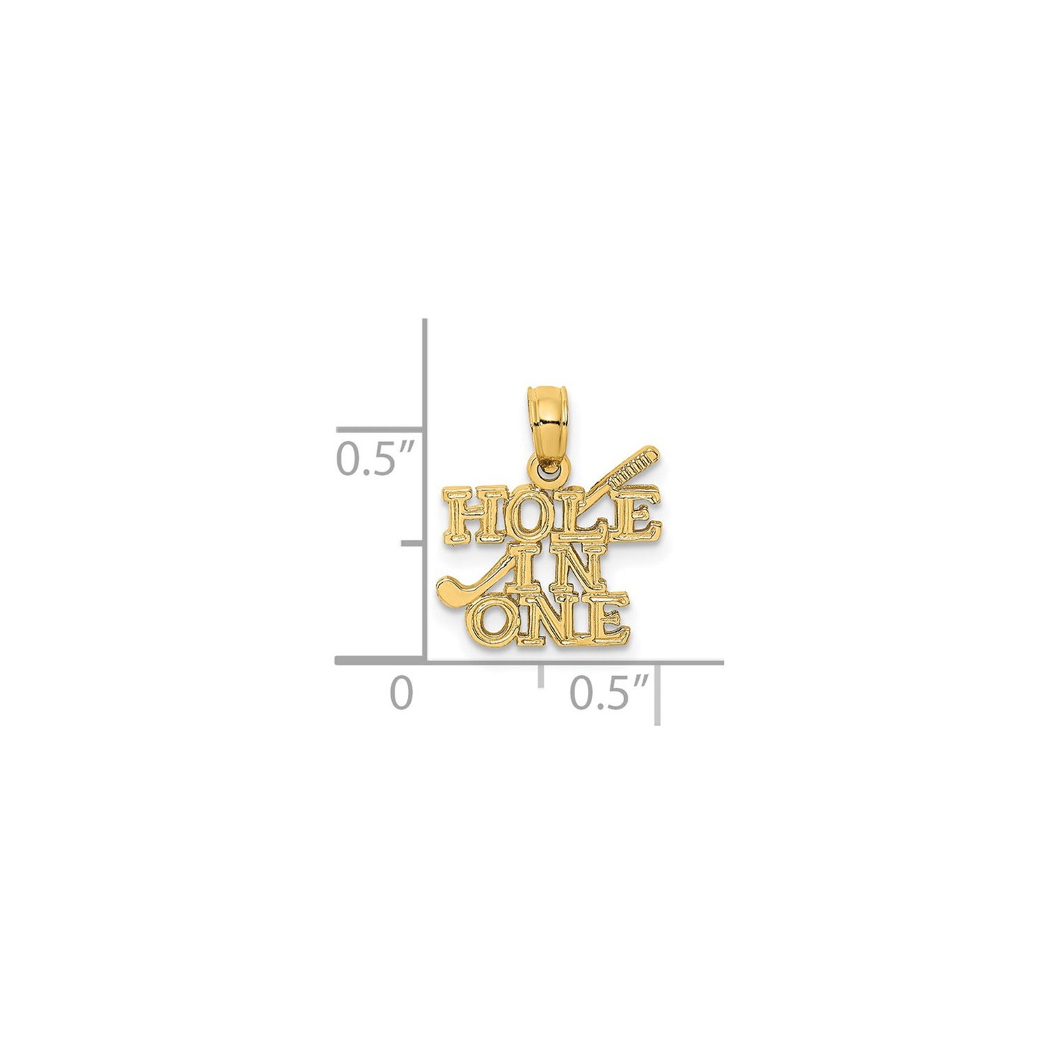 14K Yellow Gold Polished HOLE IN ONE Charm Pendant