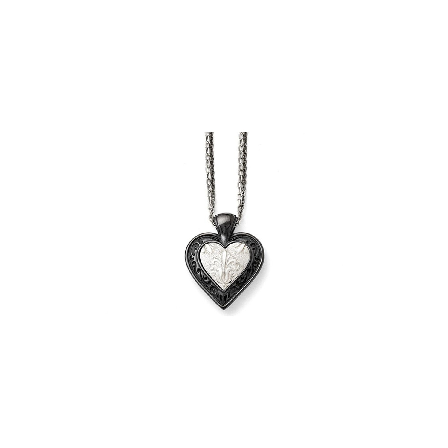 Black Titanium Heart Pendant Necklace with Chain