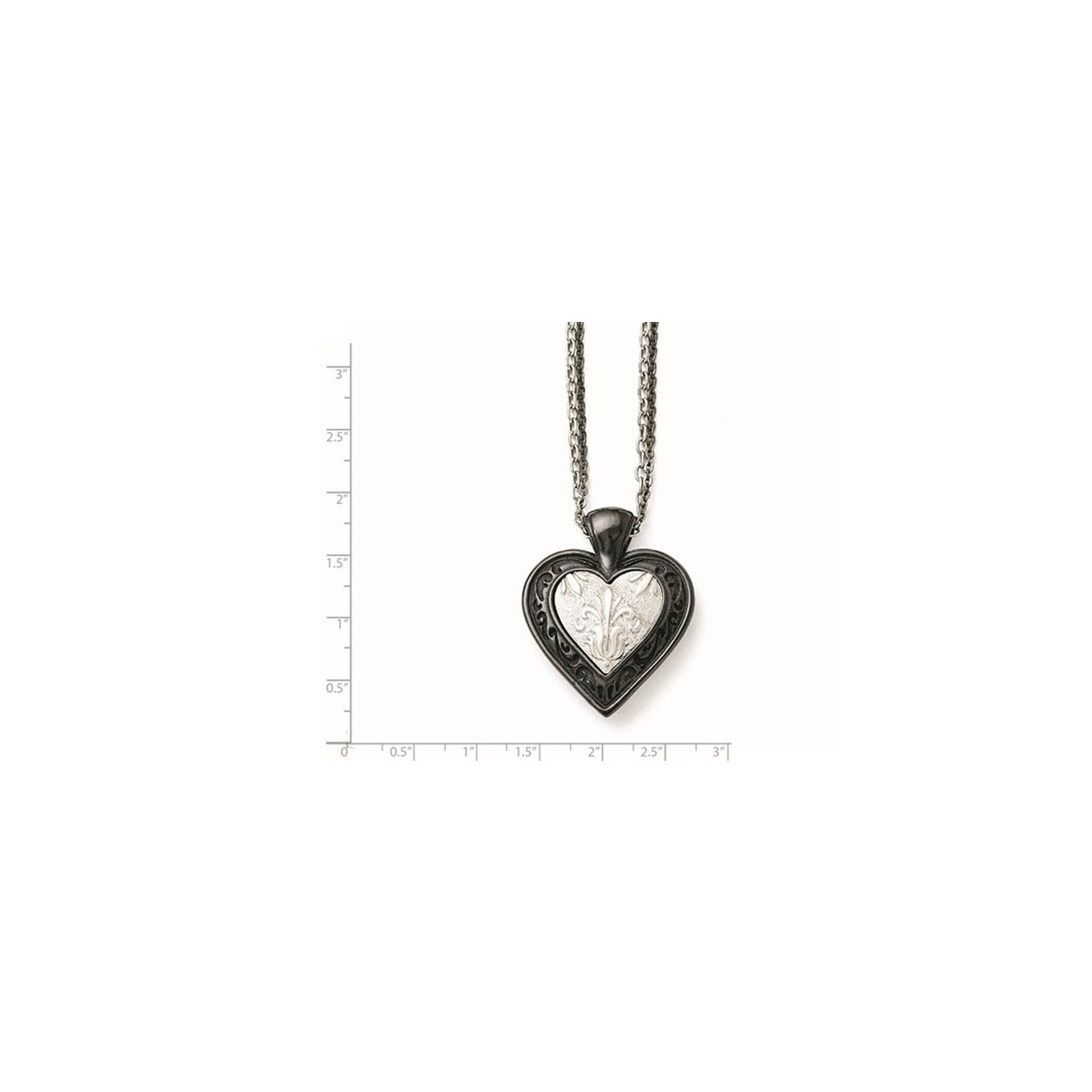 Black Titanium Heart Pendant Necklace with Chain