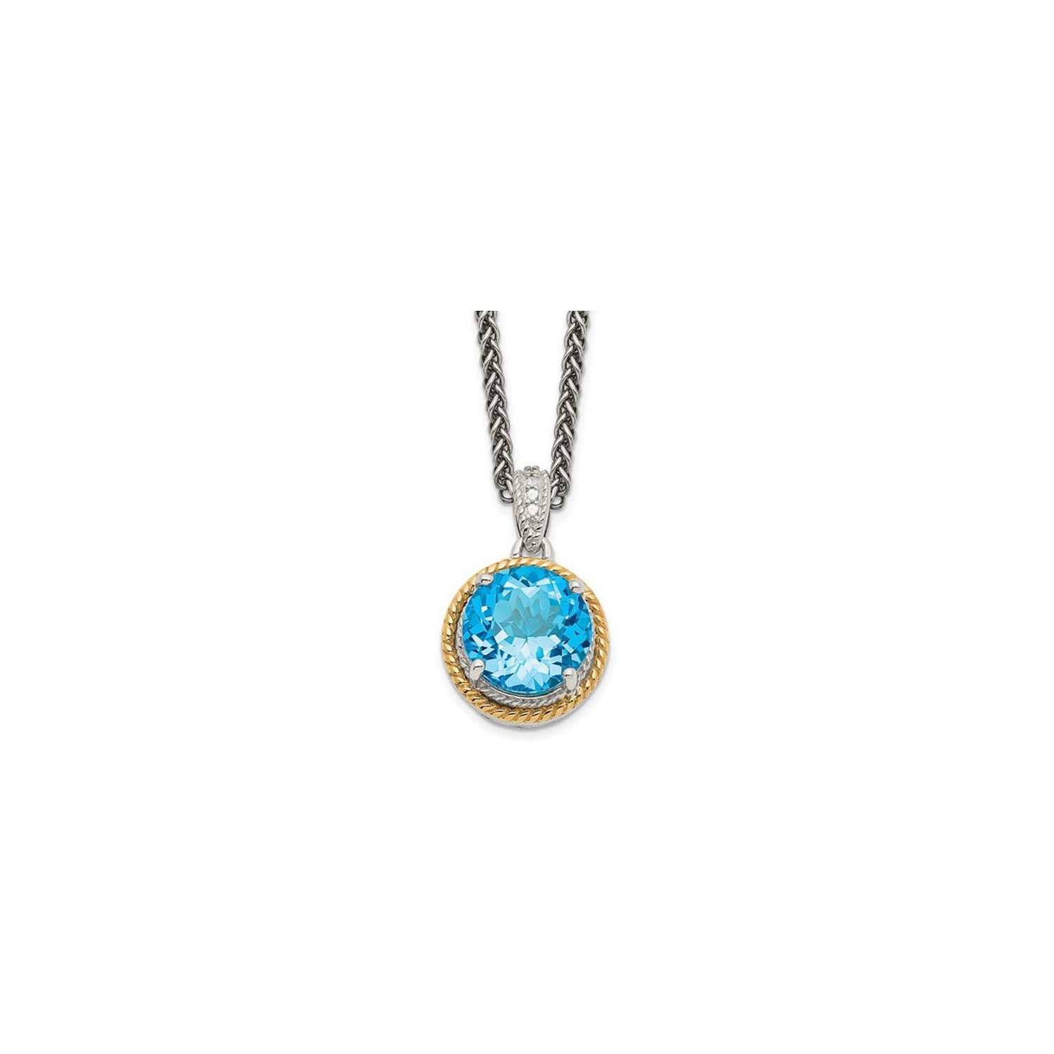 4.05 Carat Blue Topaz Pendant Necklace in Sterling Silver with Chain