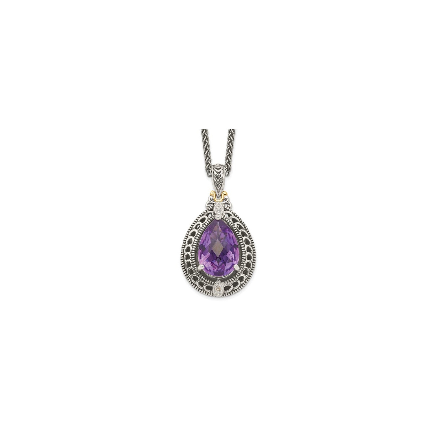 4.50 Carat Amethyst Drop Pendant Necklace in Sterling Silver with Chain