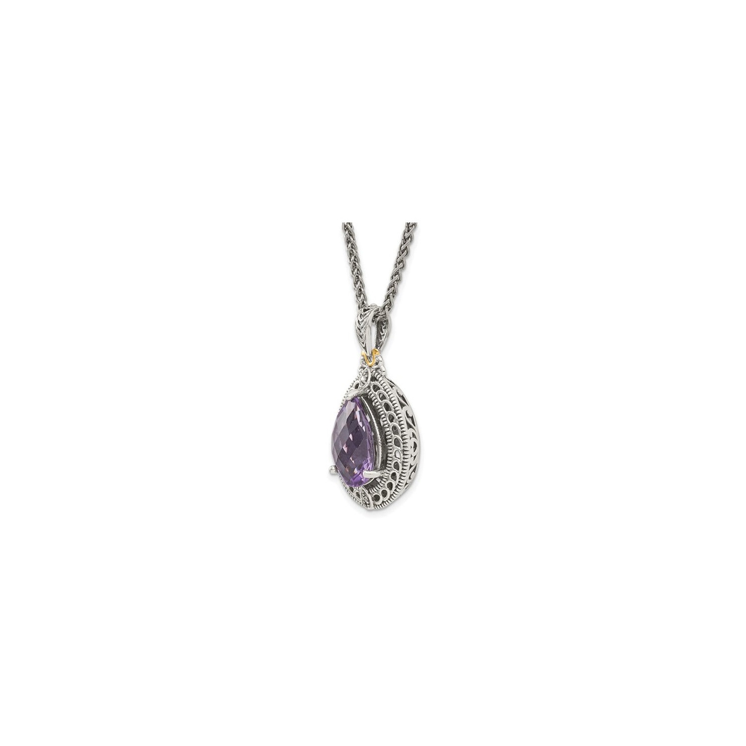 4.50 Carat Amethyst Drop Pendant Necklace in Sterling Silver with Chain