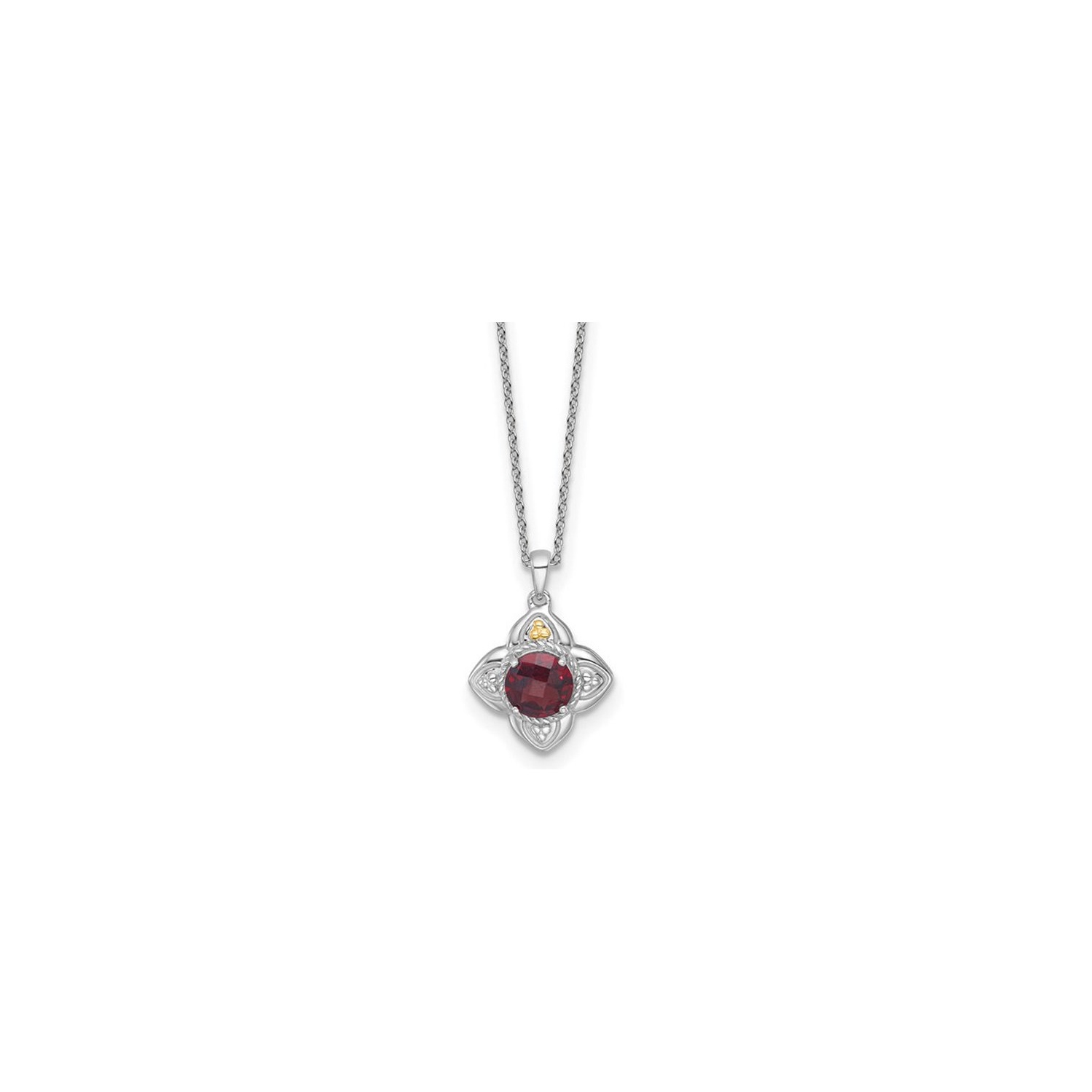 2.00 Carat Garnet Pendant Necklace in Sterling Silver with Chain