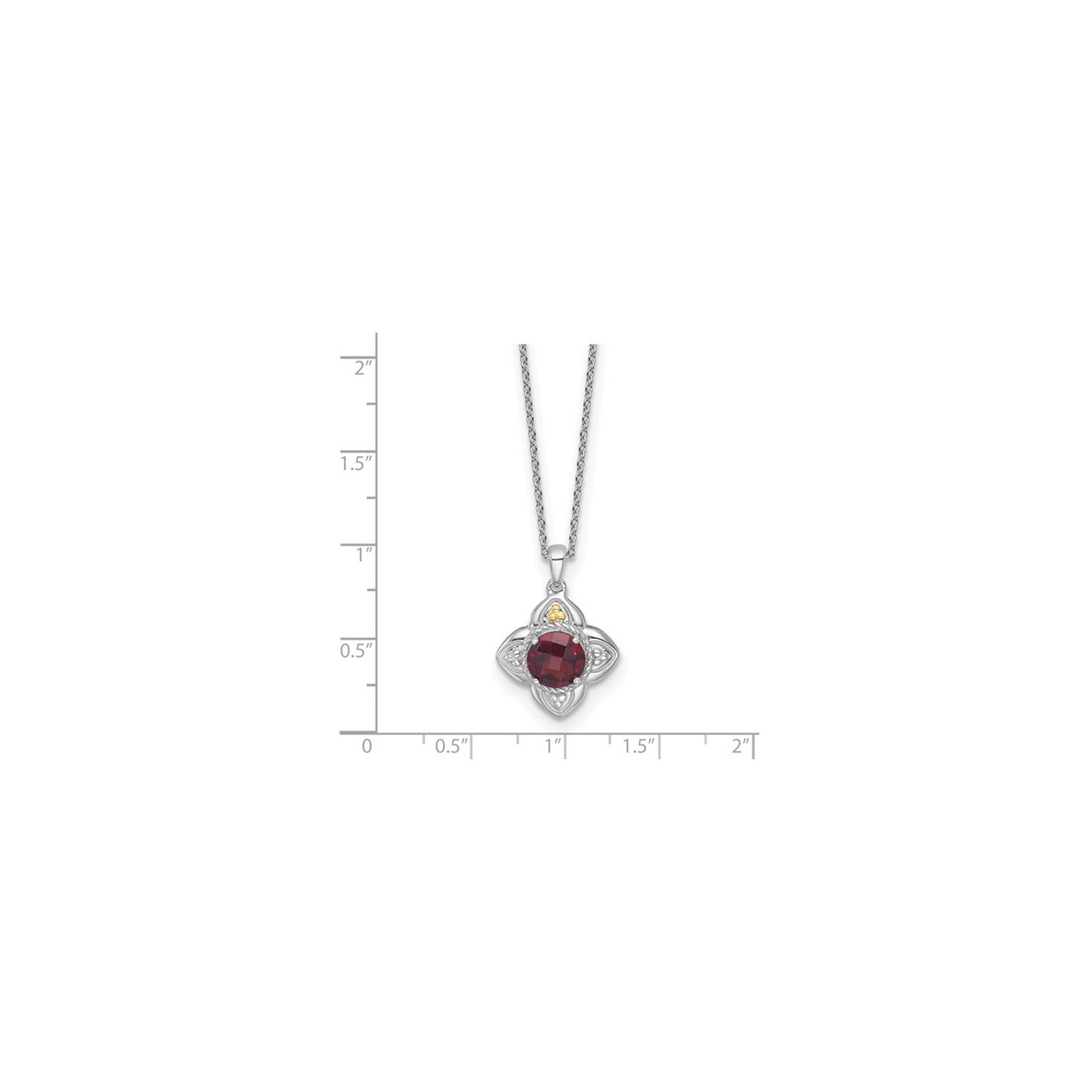 2.00 Carat Garnet Pendant Necklace in Sterling Silver with Chain