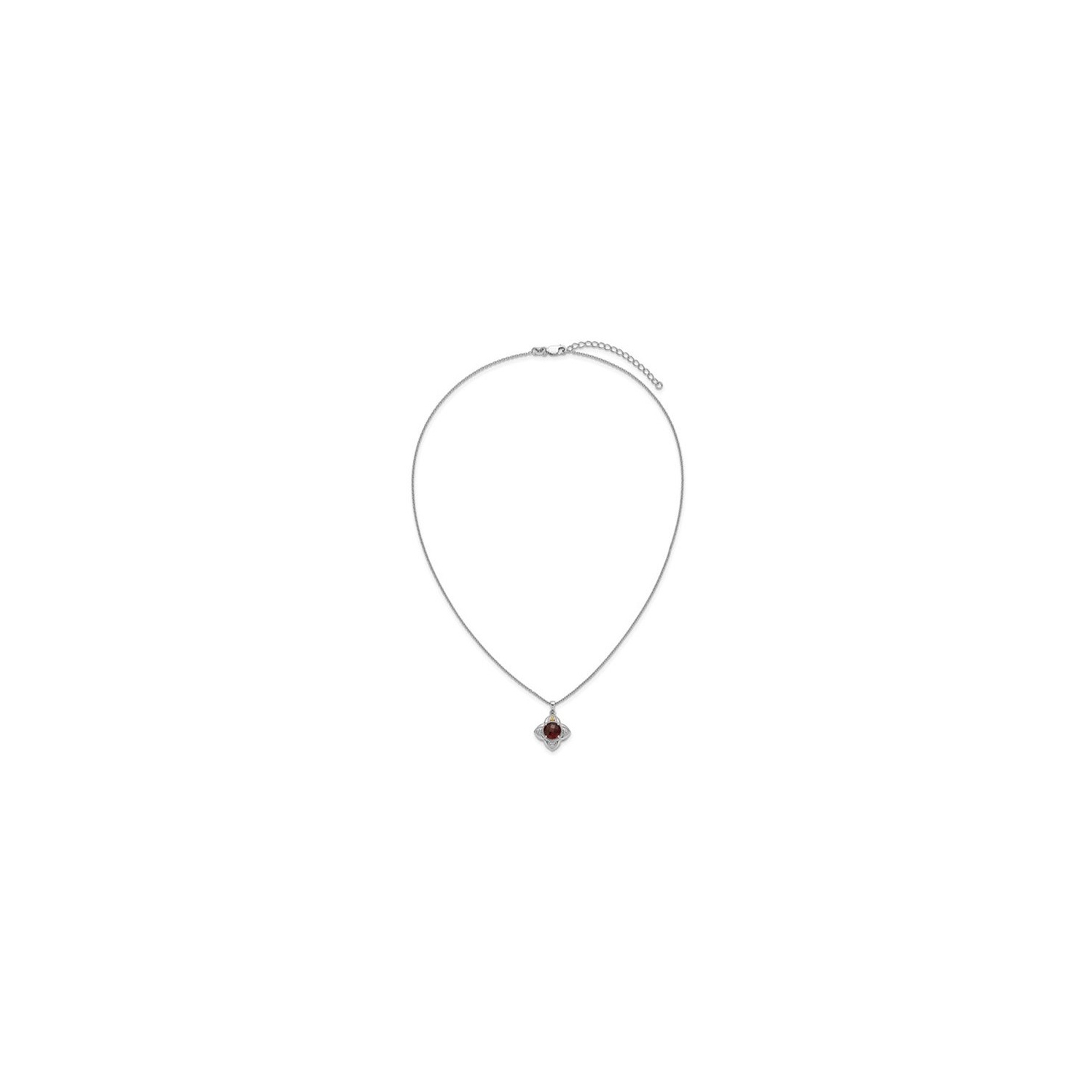 2.00 Carat Garnet Pendant Necklace in Sterling Silver with Chain