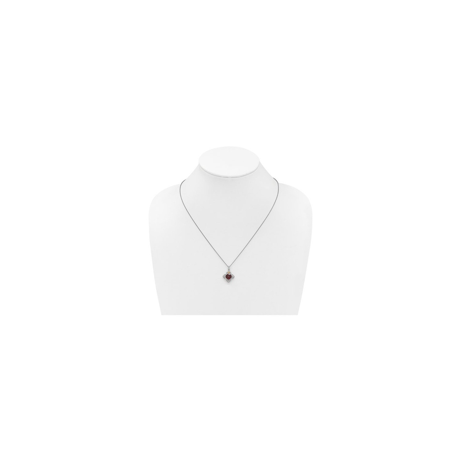 2.00 Carat Garnet Pendant Necklace in Sterling Silver with Chain