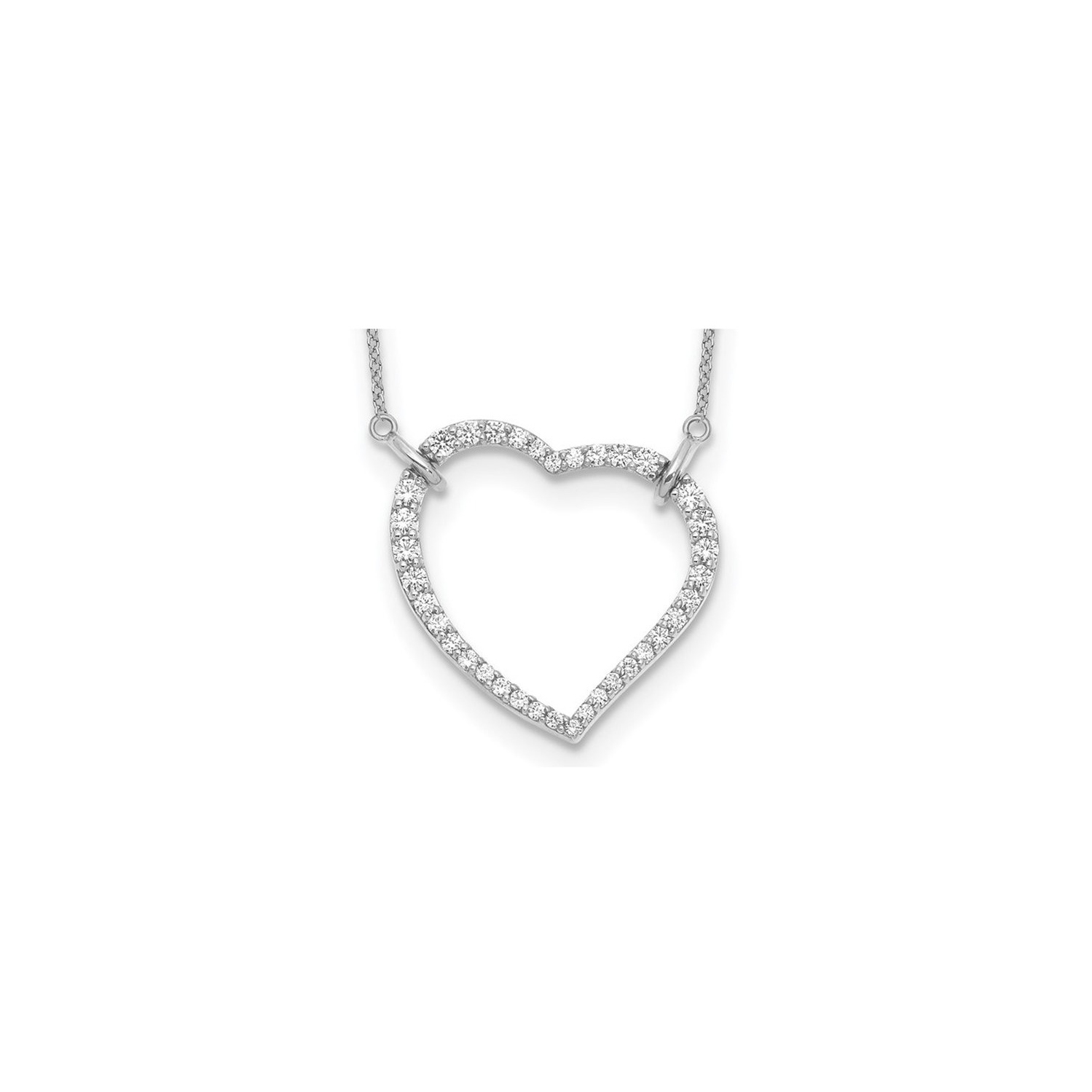 2/3 Carat Lab-Grown Diamond Open Heart Pendant Necklace 14K White Gold with Chain