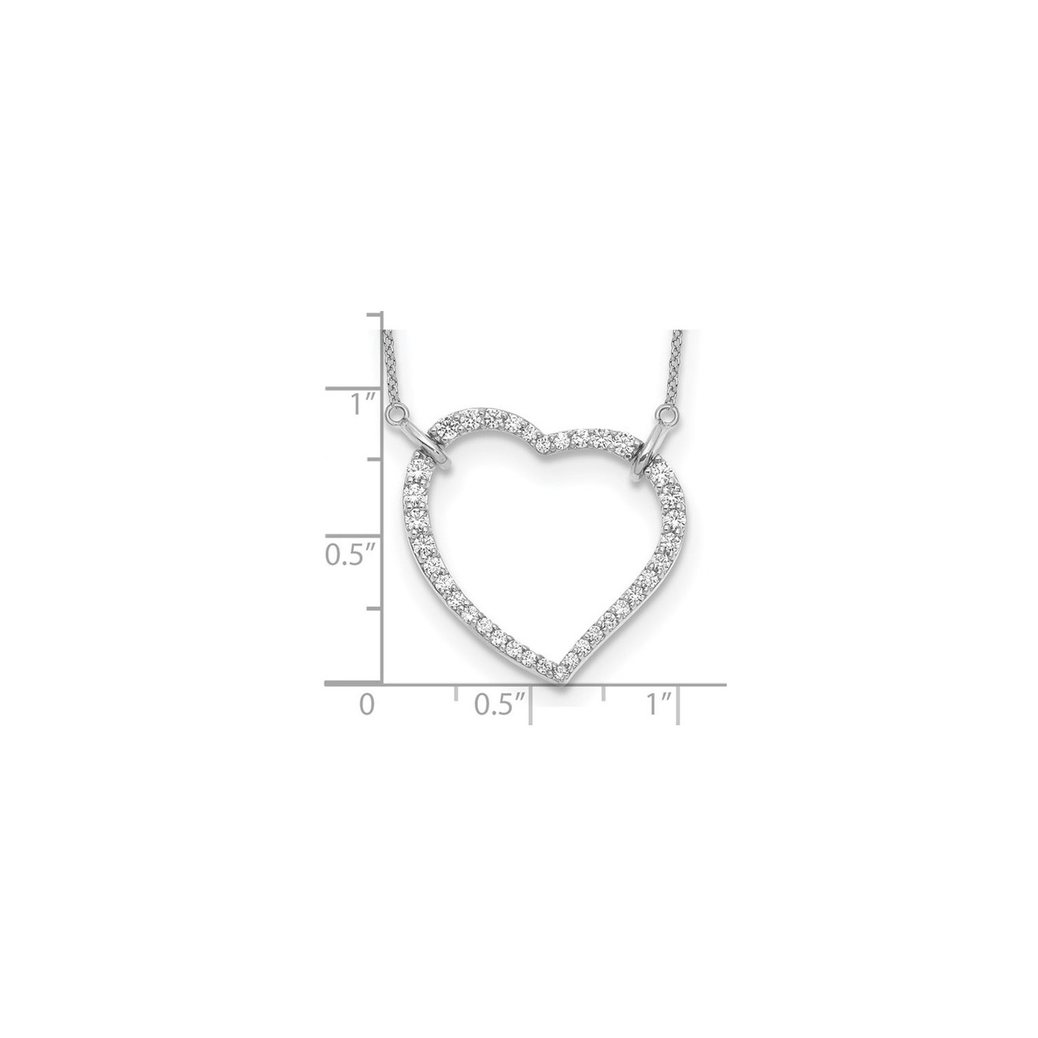 2/3 Carat Lab-Grown Diamond Open Heart Pendant Necklace 14K White Gold with Chain