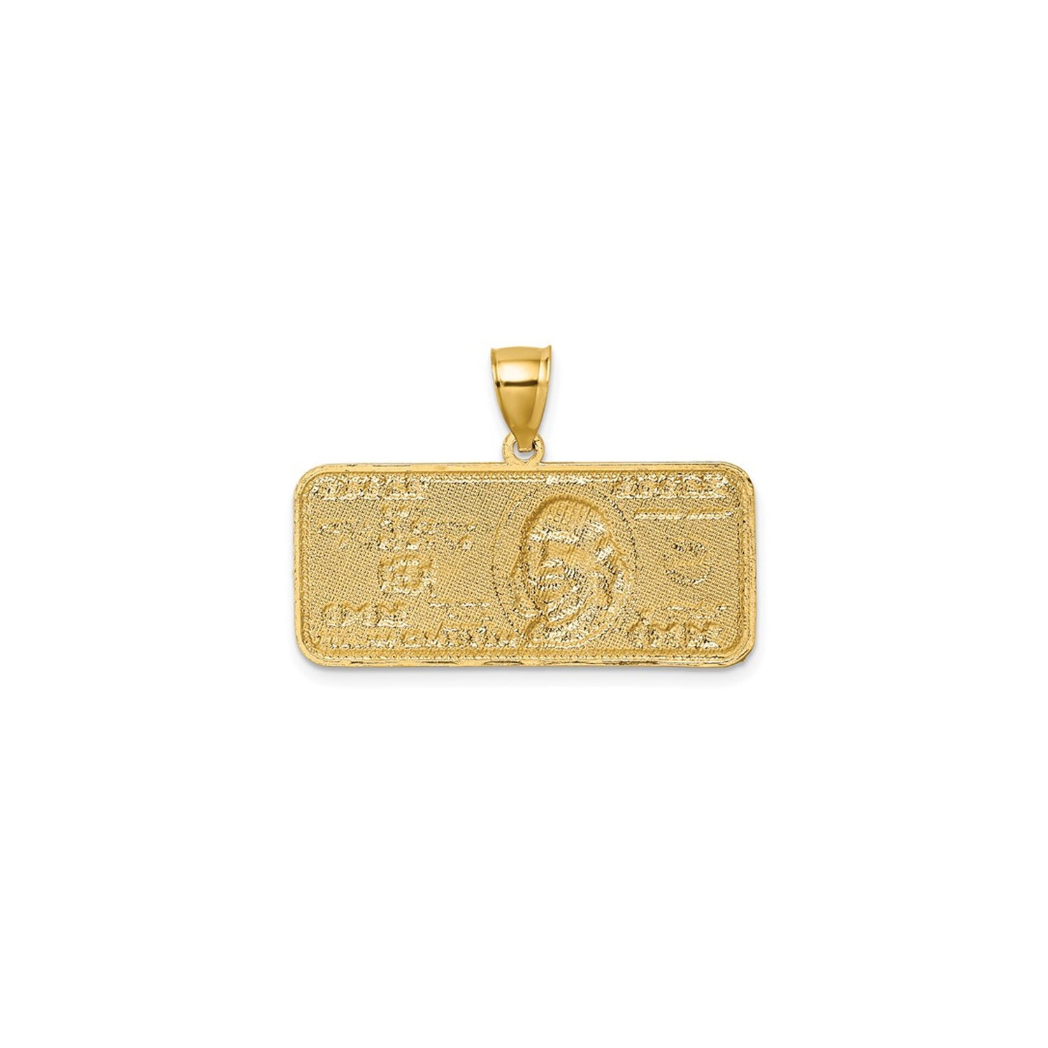 14K Yellow Gold Diamond-Cut 100 Dollar Bill Charm Pendant