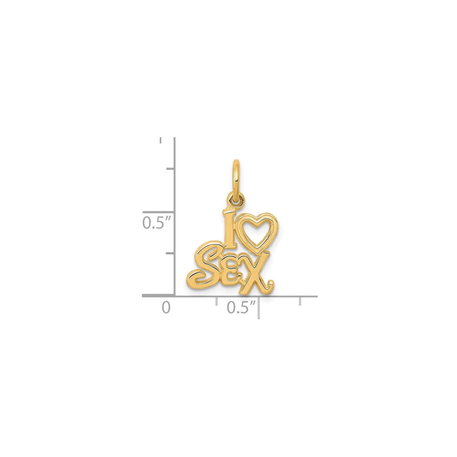 10K Yelllow Gold I heart SEX Charm Pendant