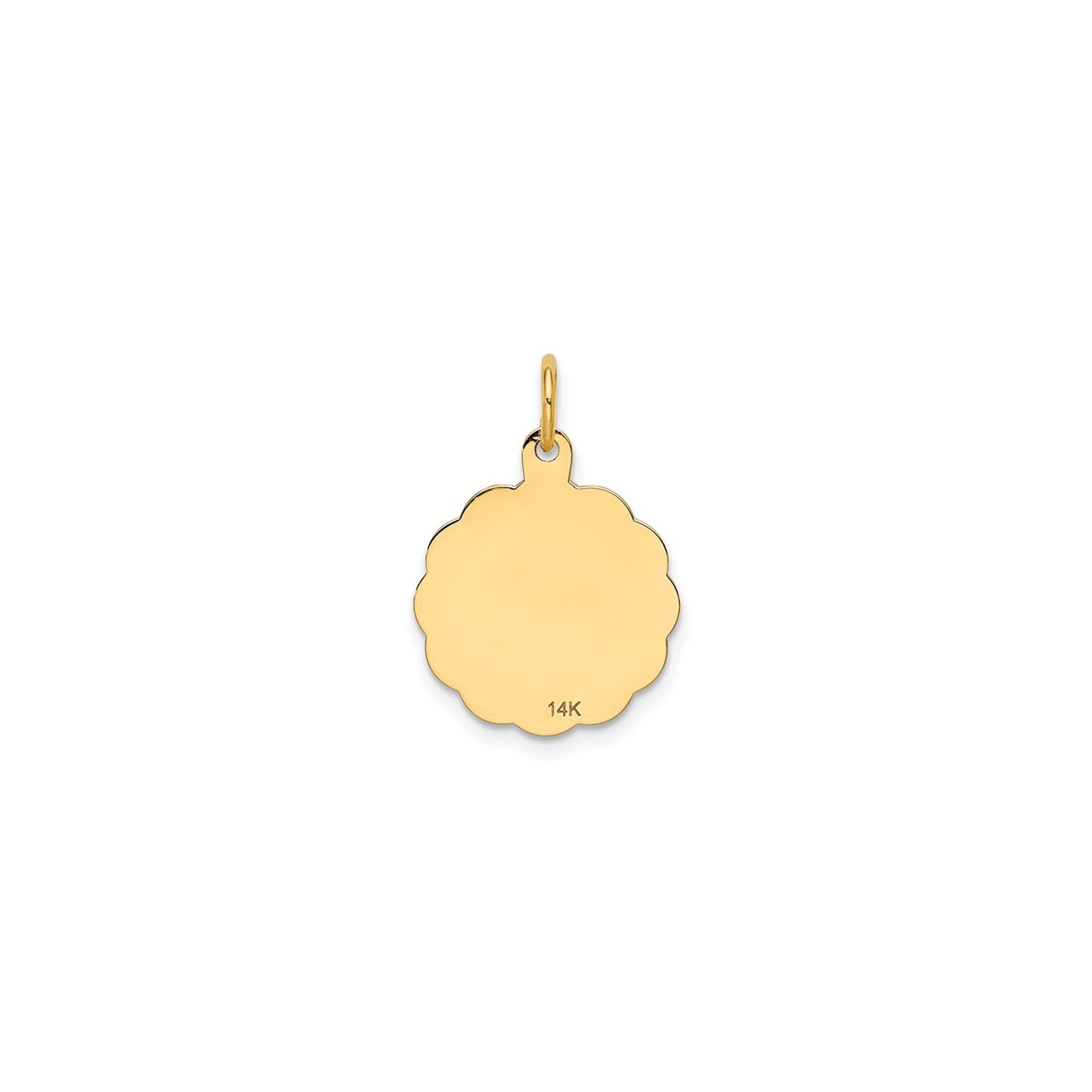 14K Yellow Gold Star of David Disc Charm Pendant