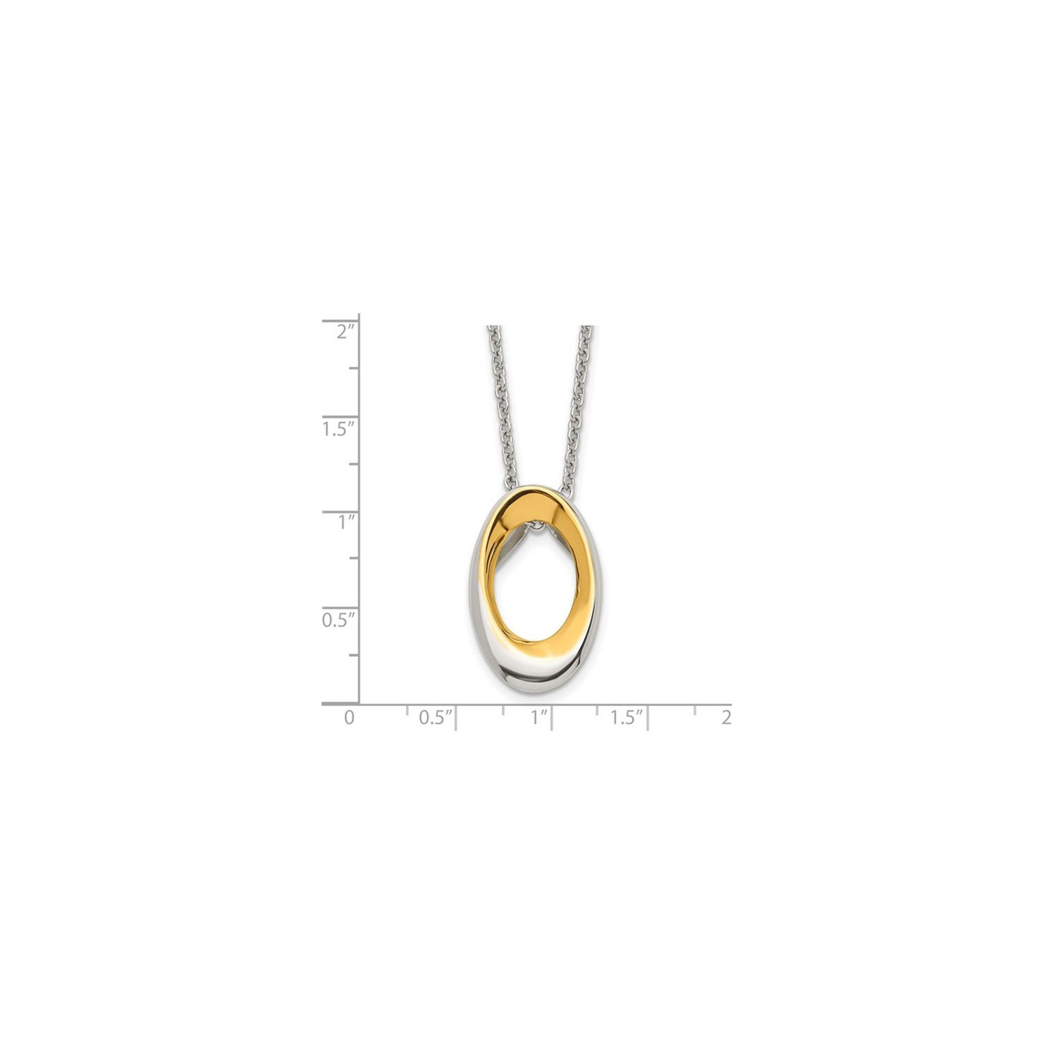 Yellow Plated Stainless Steel Polished Oval Necklace Pendant with Chain