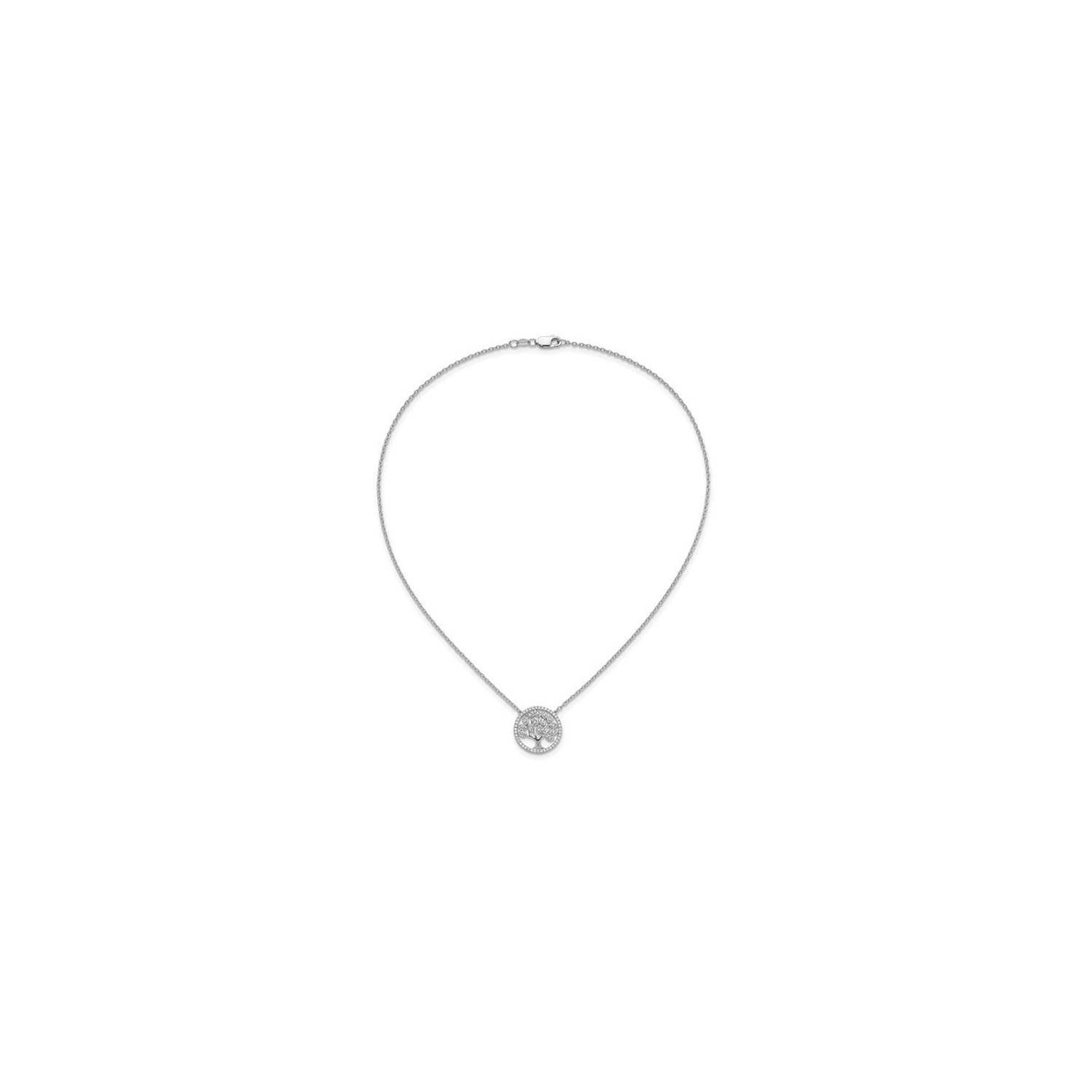 3/10 Carat Lab-Grown Diamond Tree of Life Pendant Necklace in 14K White Gold with Chain