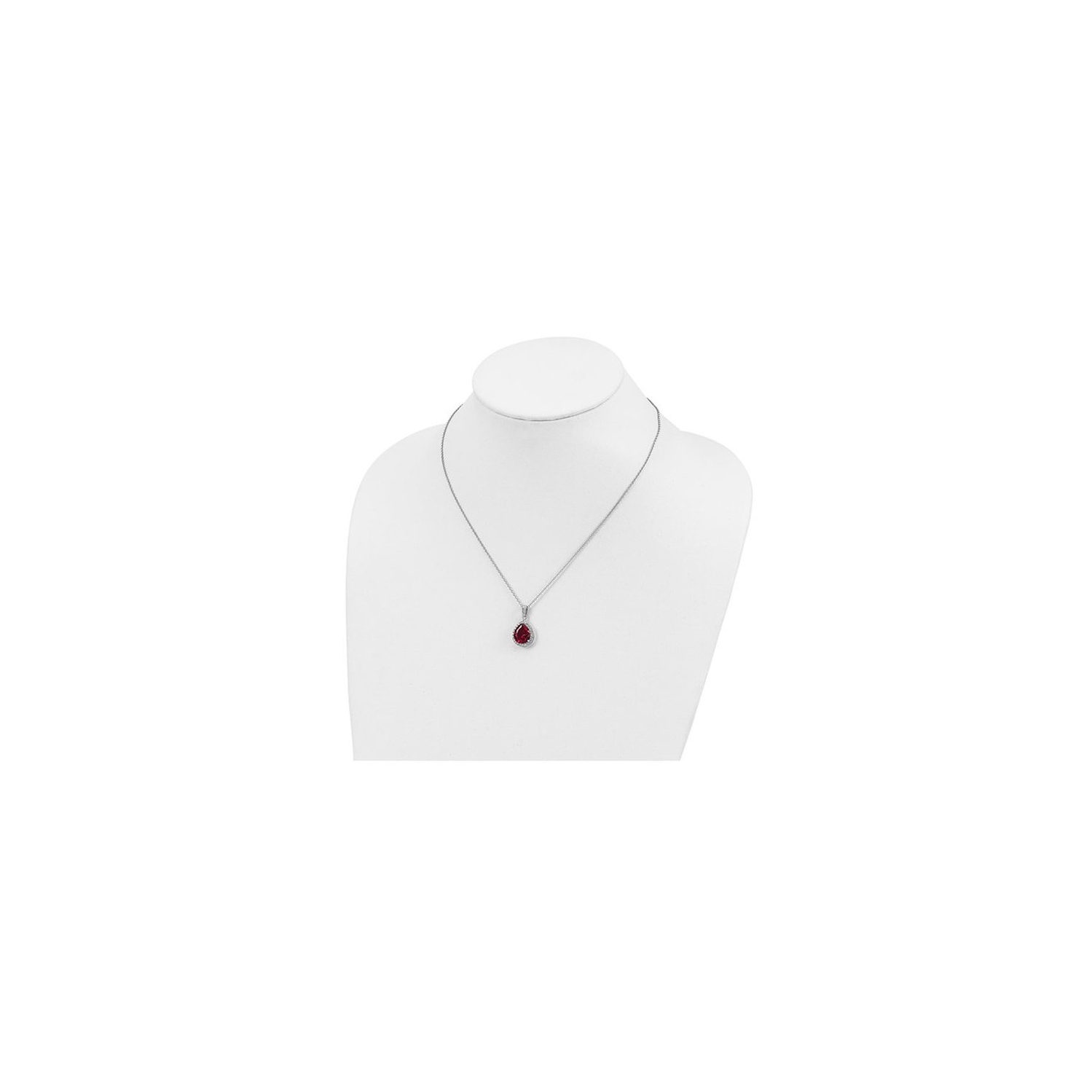 4.90 Carat Lab-Created Ruby Teardrop Pendant Necklace in Sterling Silver with Chain