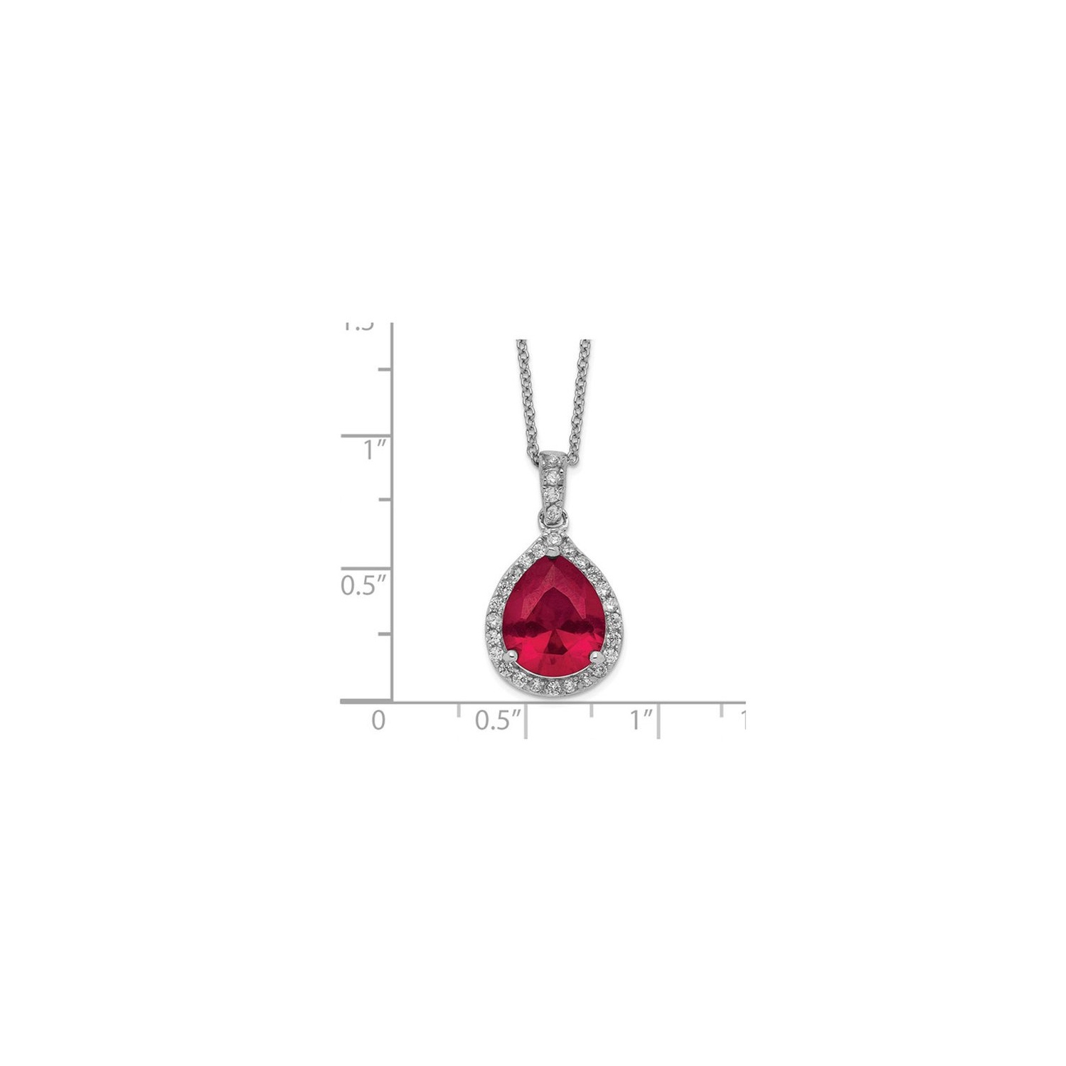 4.90 Carat Lab-Created Ruby Teardrop Pendant Necklace in Sterling Silver with Chain